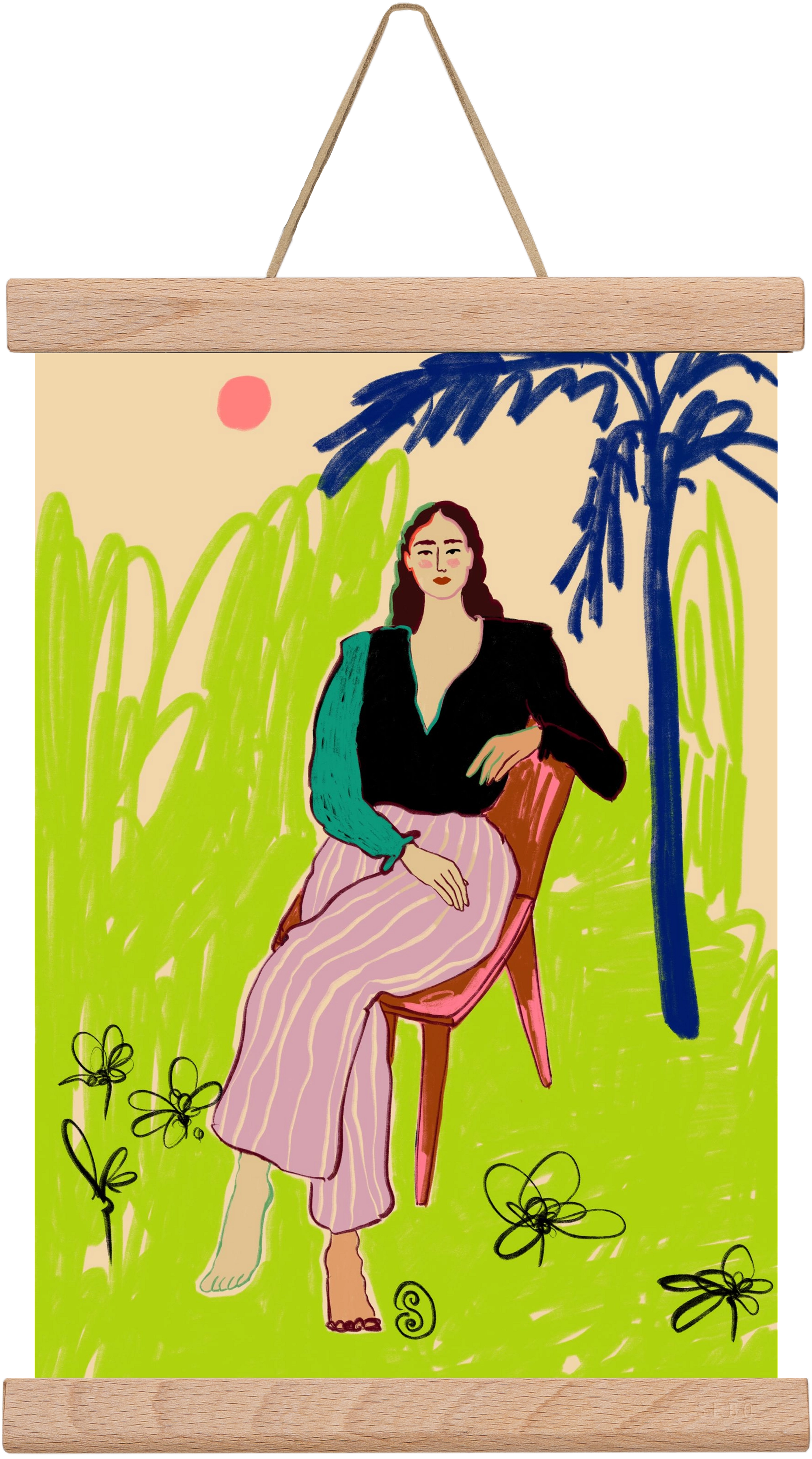 RELAXED WOMAN, 20x30 cm (20x30 cm), Tölgy akasztó