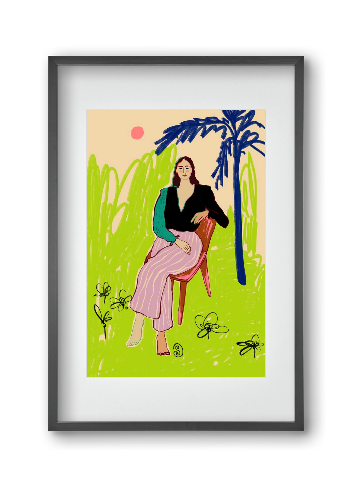 RELAXED WOMAN, 30x45 cm (20x30 cm), Fekete keret, paszpartuval