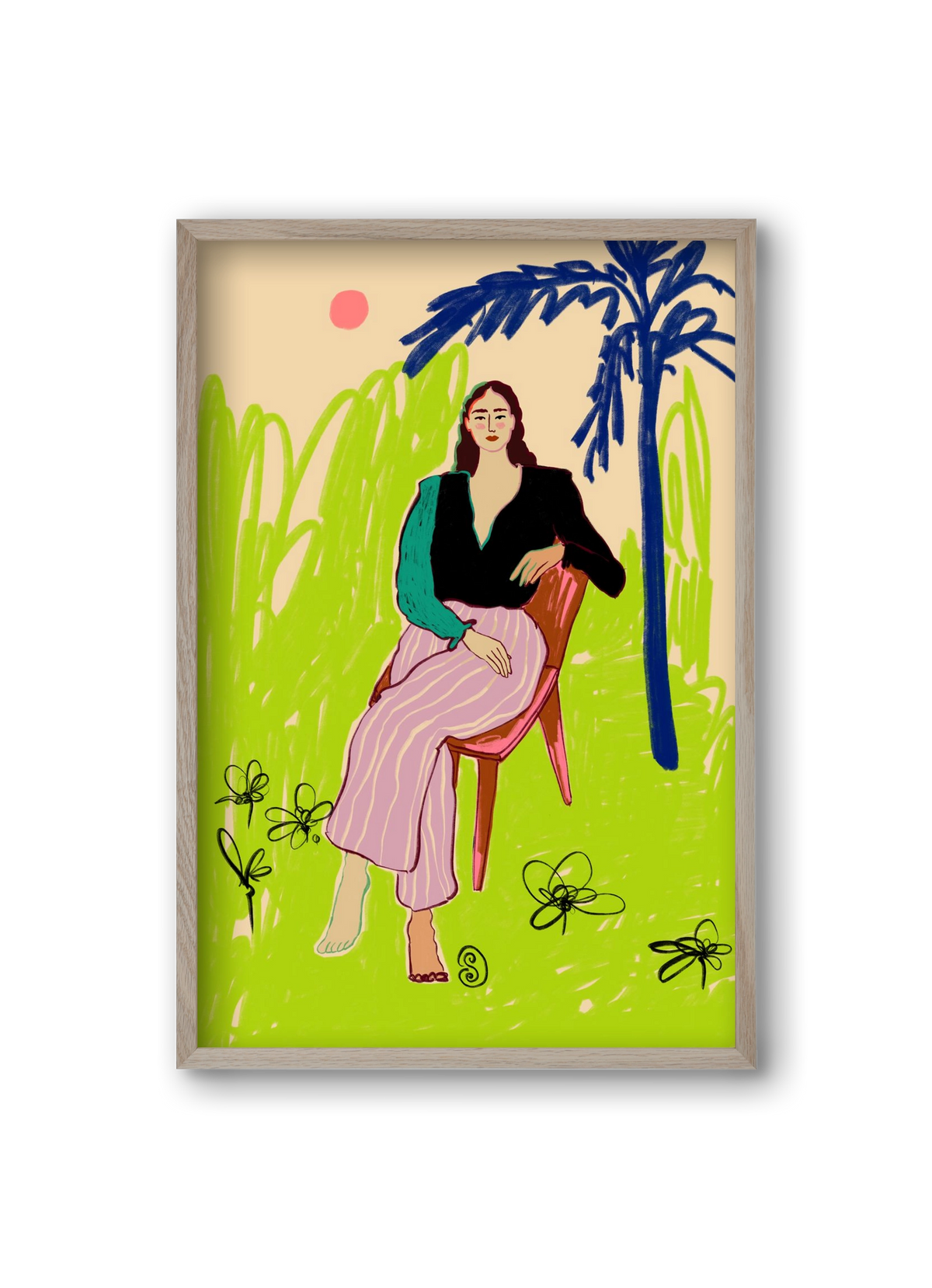 RELAXED WOMAN, 20x30 cm (20x30 cm), Tölgy keret