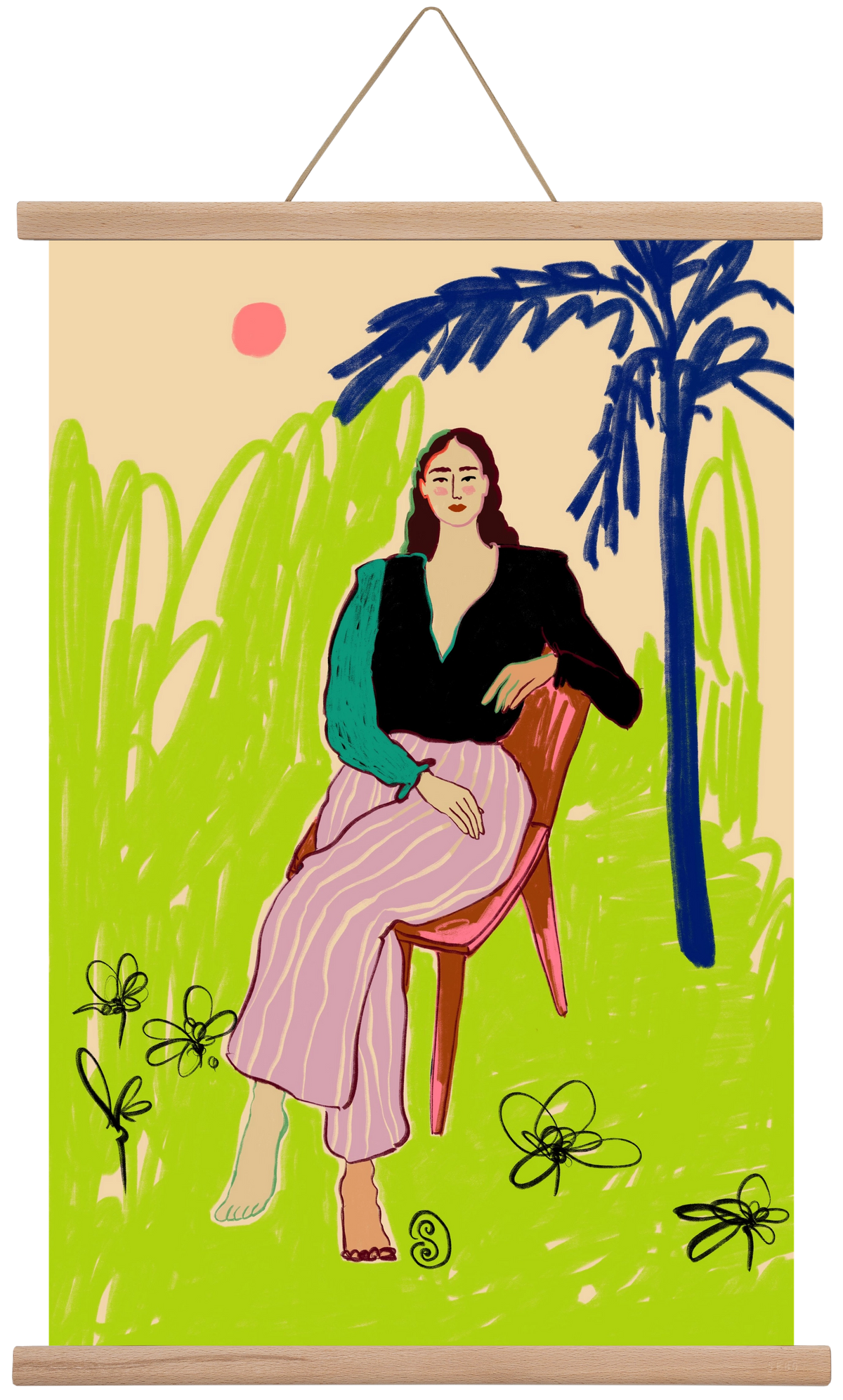 RELAXED WOMAN, 40x60 cm (40x60 cm), Tölgy akasztó