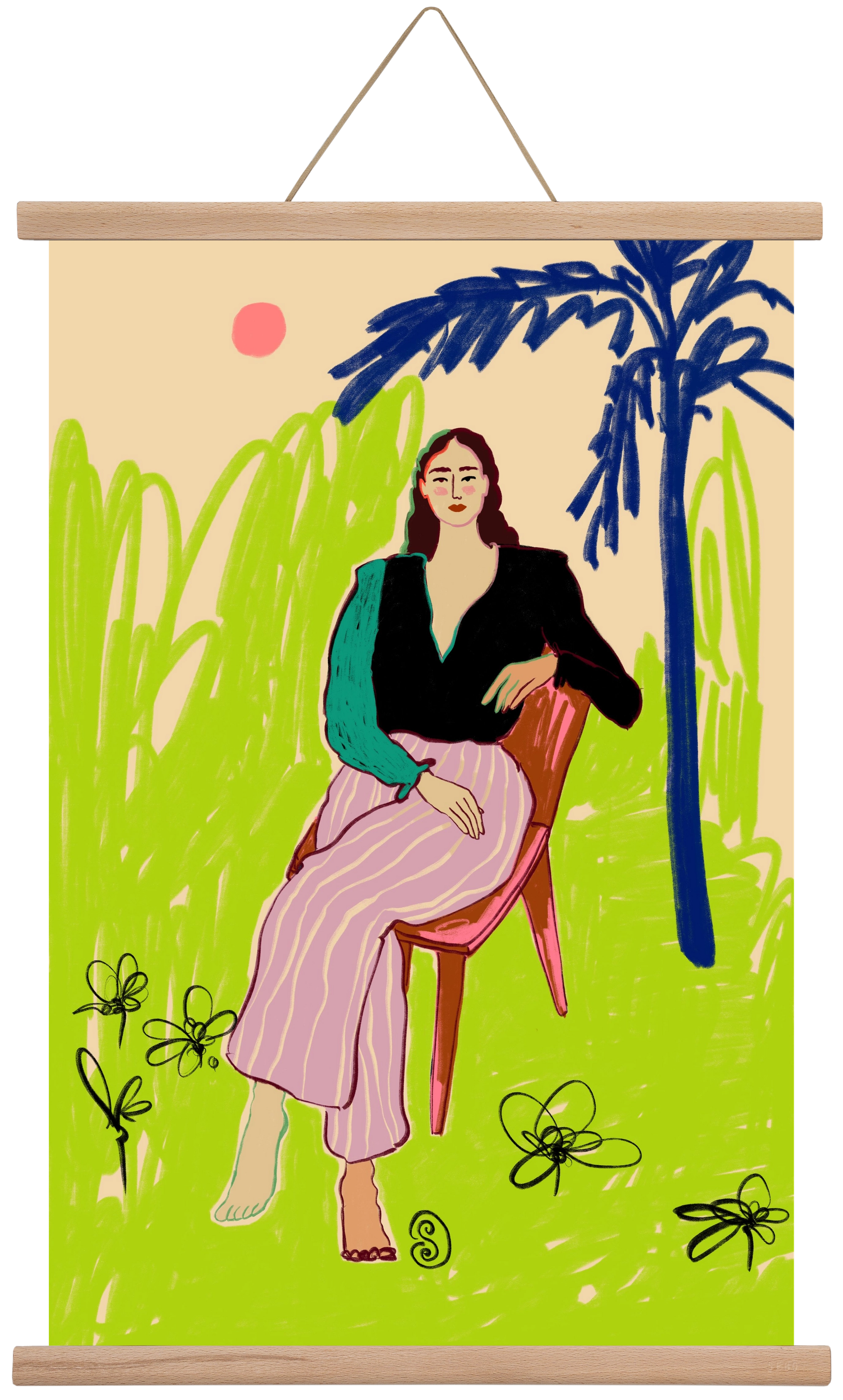 RELAXED WOMAN, 40x60 cm (40x60 cm), Tölgy akasztó