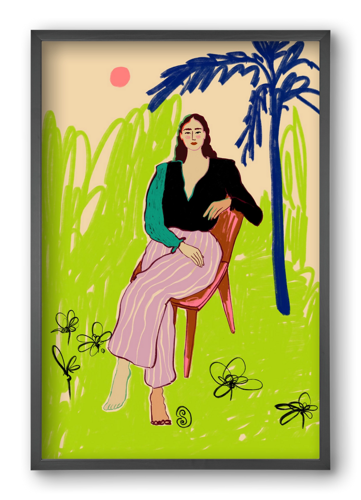 RELAXED WOMAN, 40x60 cm (40x60 cm), Fekete keret