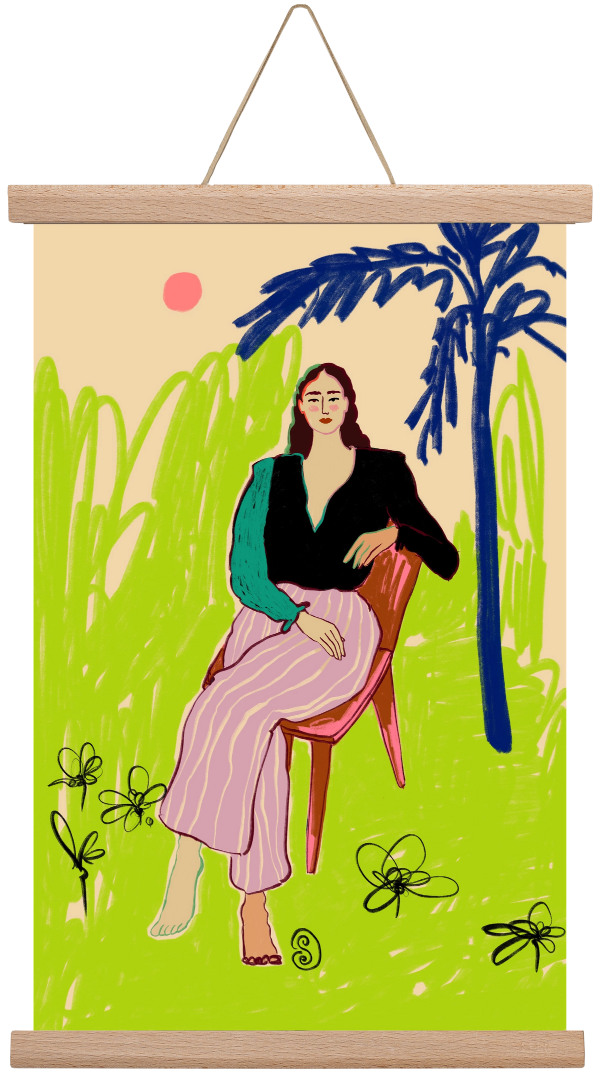 RELAXED WOMAN, 30x45 cm (30x45 cm), Tölgy akasztó