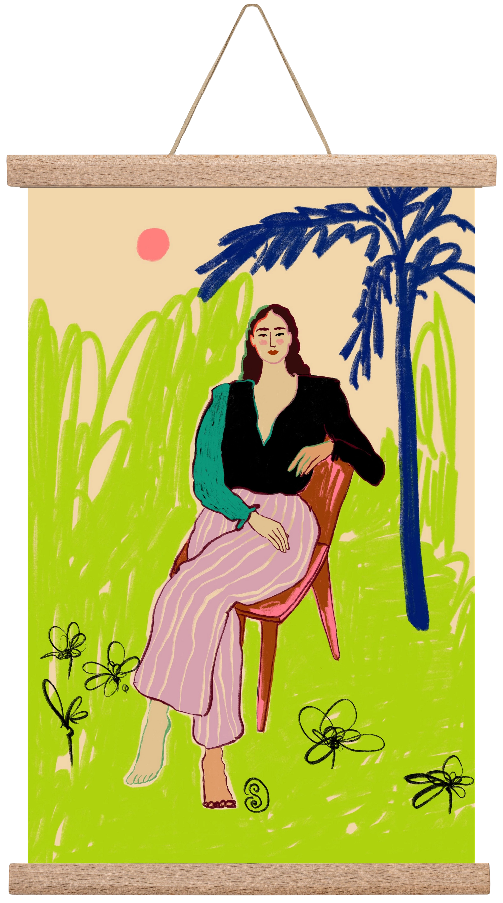 RELAXED WOMAN, 30x45 cm (30x45 cm), Tölgy akasztó