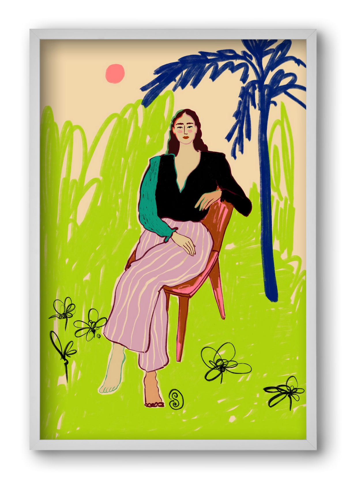 RELAXED WOMAN, 40x60 cm (40x60 cm), Fehér keret