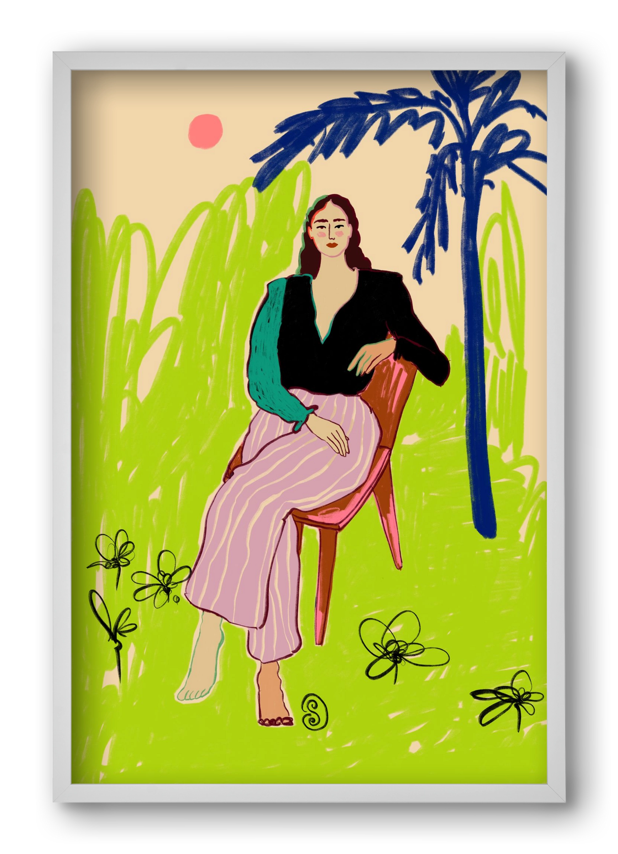 RELAXED WOMAN, 40x60 cm (40x60 cm), Fehér keret
