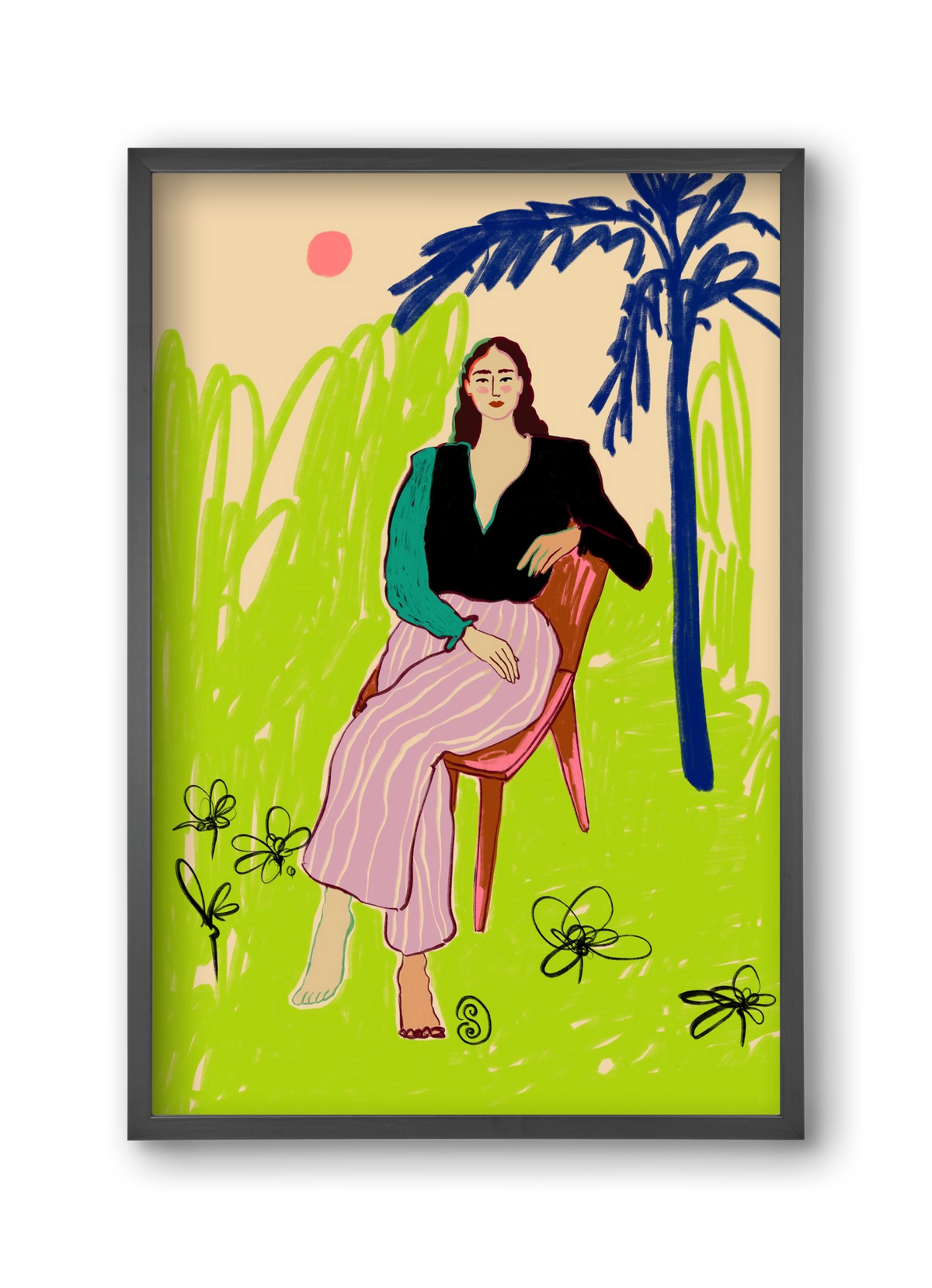 RELAXED WOMAN, 30x45 cm (30x45 cm), Fekete keret