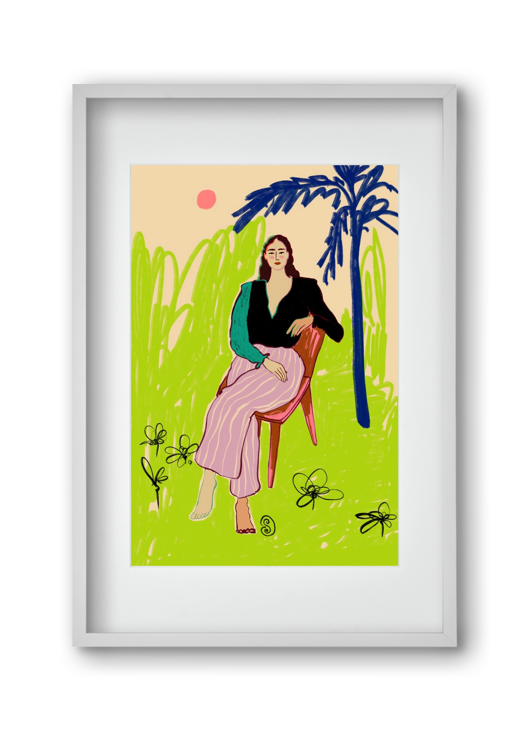 RELAXED WOMAN, 30x45 cm (20x30 cm), Fehér keret, paszpartuval