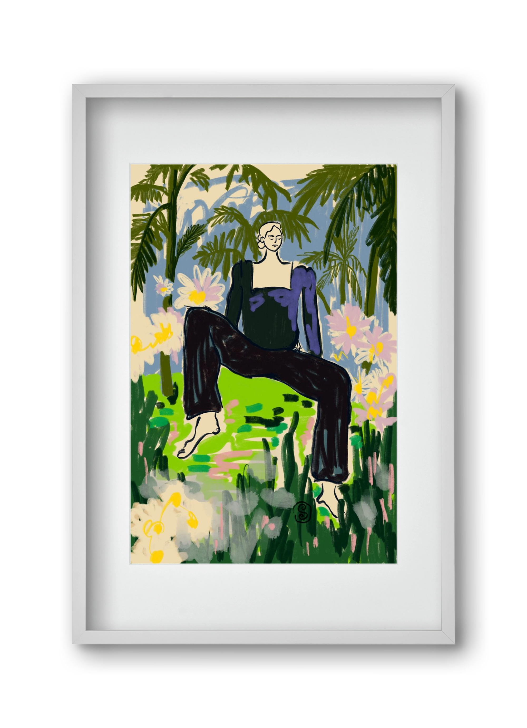 LISTEN TO THE SILENCE, 30x45 cm (20x30 cm), Fehér keret, paszpartuval