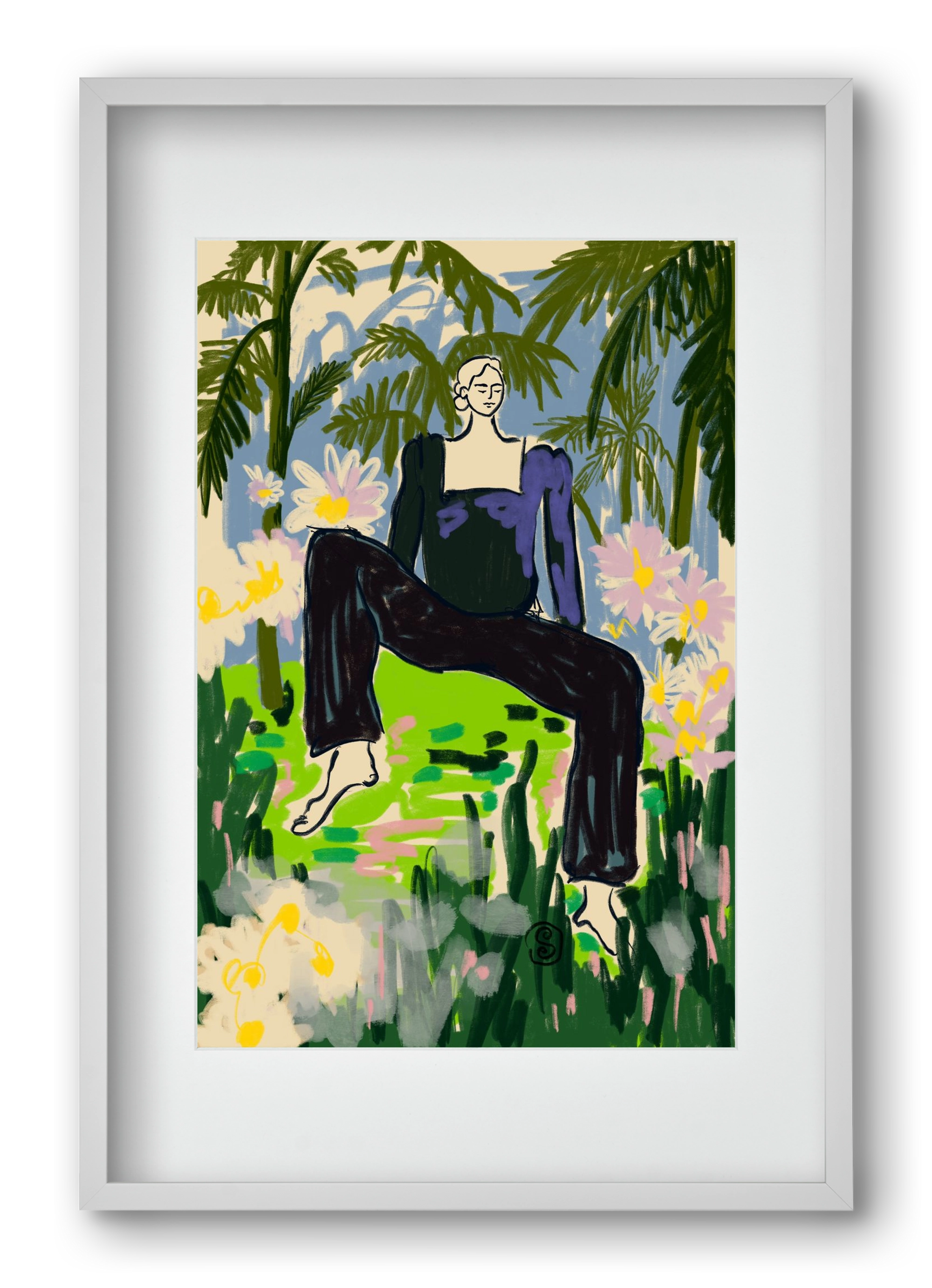 LISTEN TO THE SILENCE, 40x60 cm (30x45 cm), Fehér keret, paszpartuval