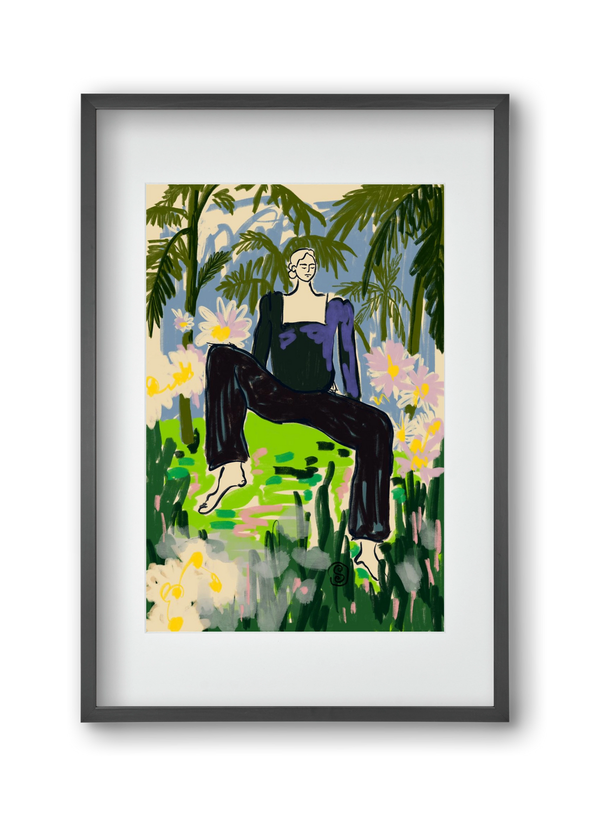 LISTEN TO THE SILENCE, 30x45 cm (20x30 cm), Fekete keret, paszpartuval