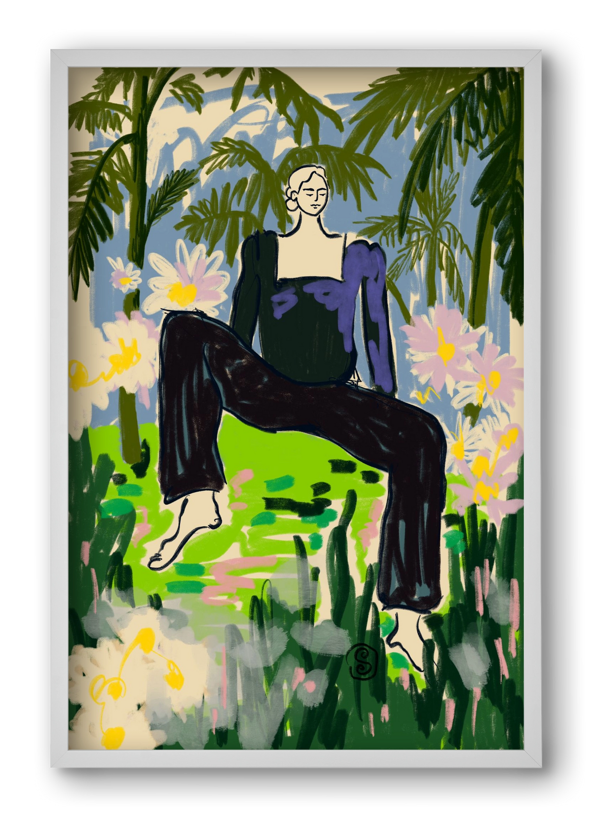 LISTEN TO THE SILENCE, 40x60 cm (40x60 cm), Fehér keret