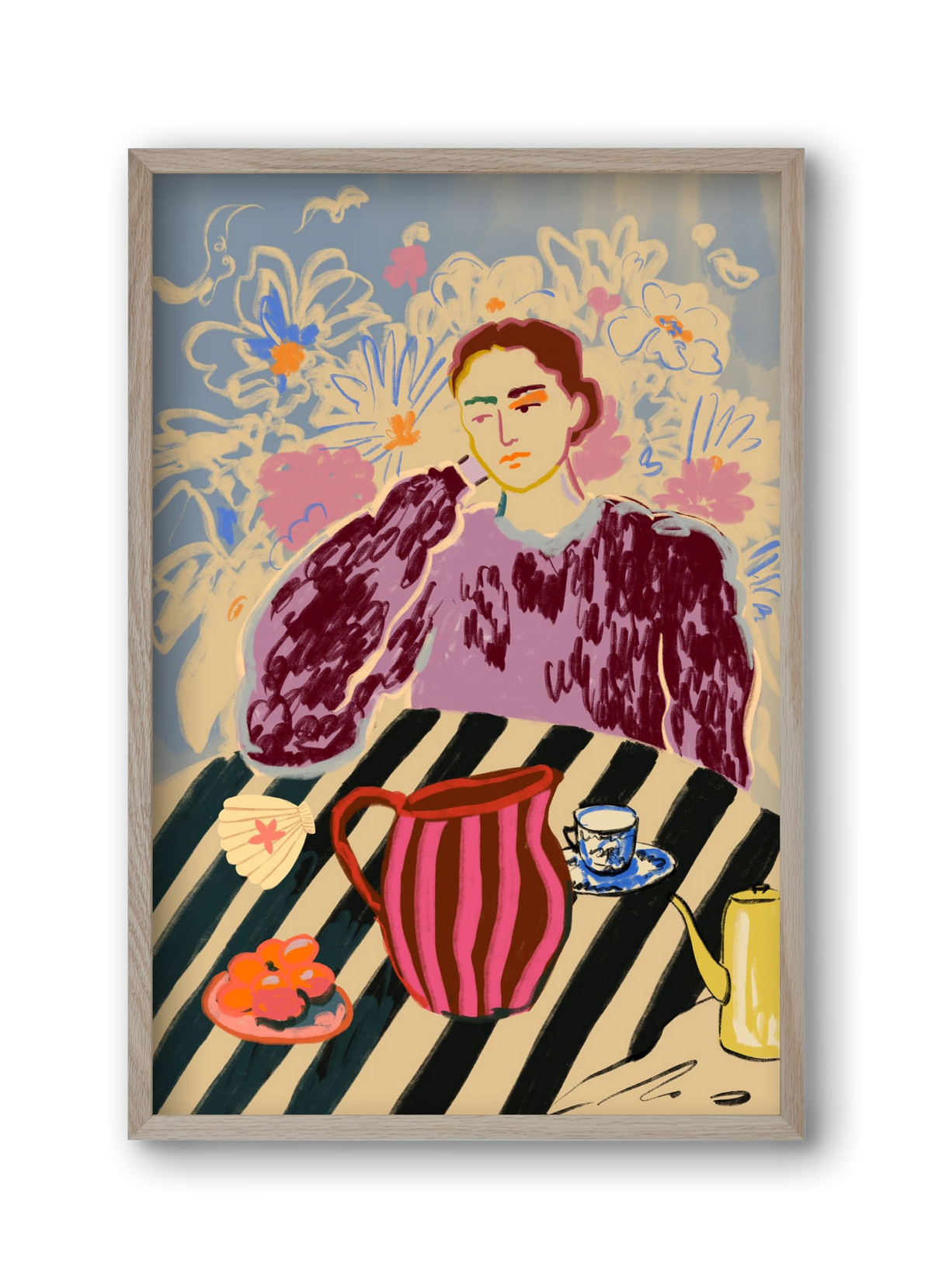 TANGERINES, 30x45 cm (30x45 cm), Tölgy keret