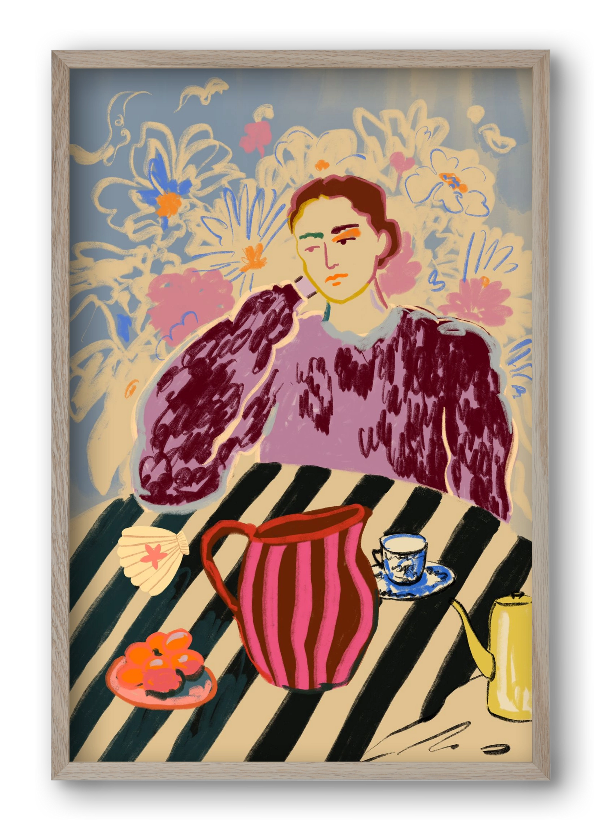 TANGERINES, 40x60 cm (40x60 cm), Tölgy keret