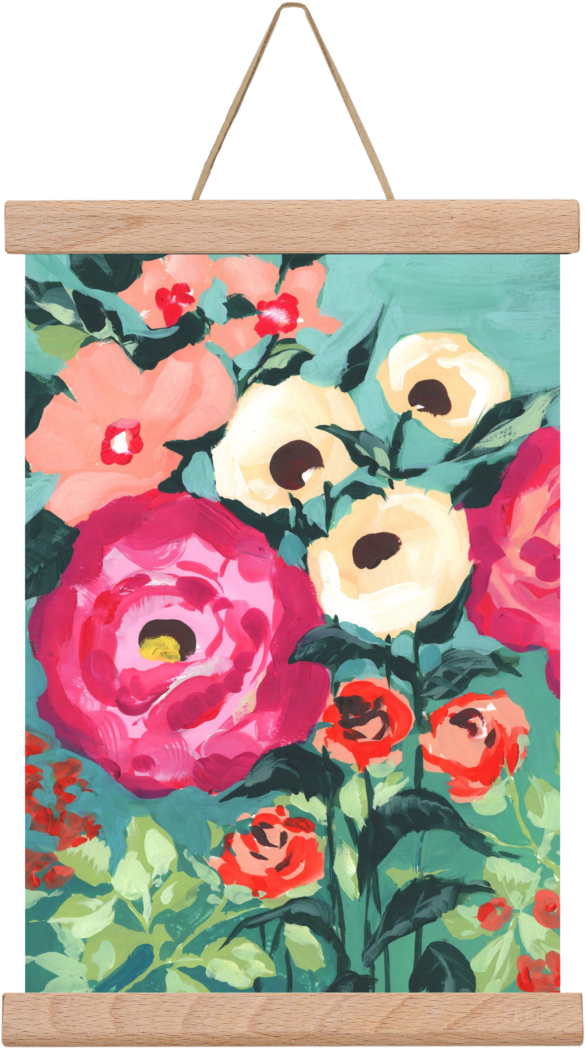 Viva Magenta Peonies, 20x30 cm (20x30 cm), Tölgy akasztó