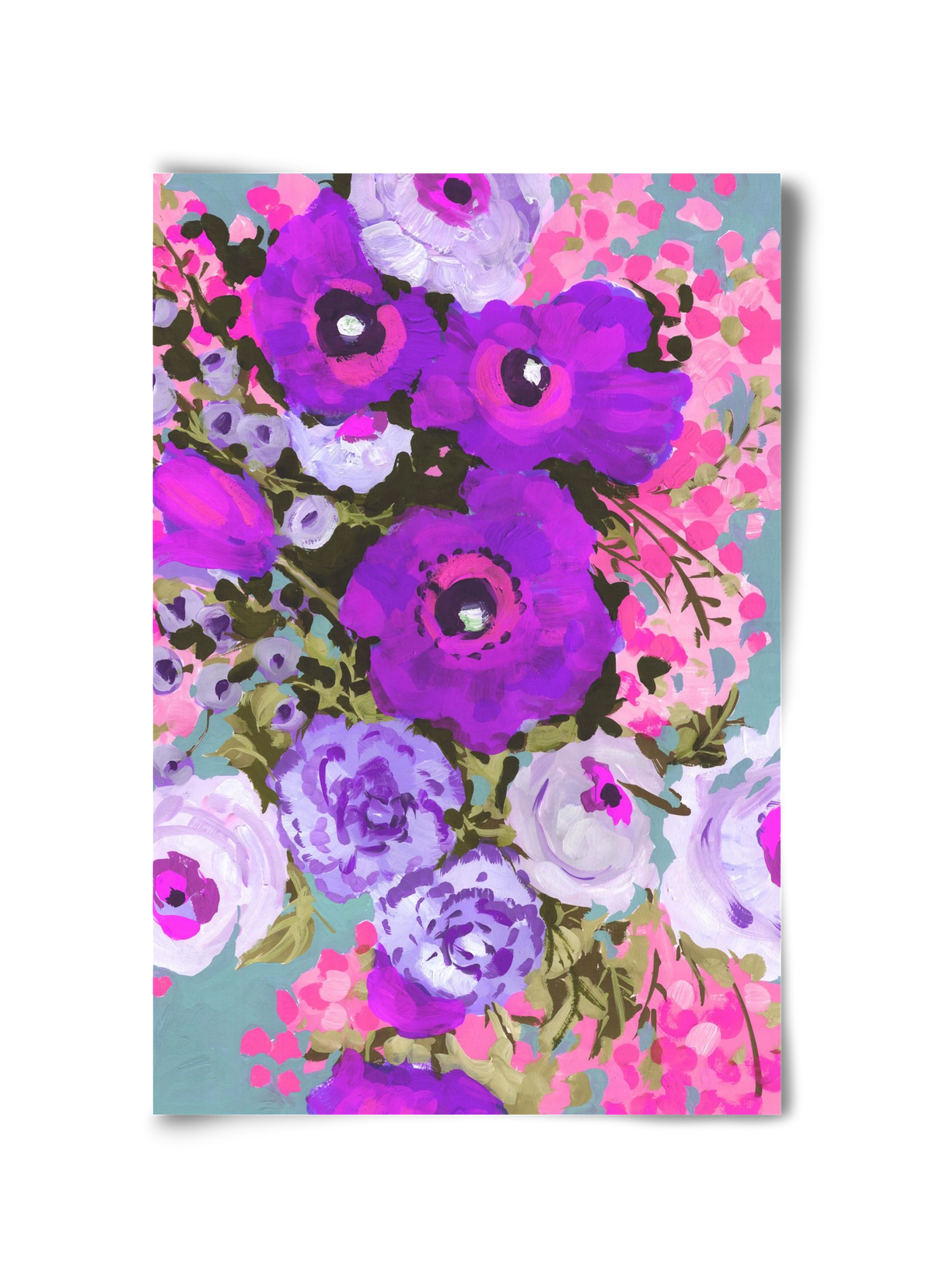 Purple And Rose Pink Bouqe, 30x45 cm, Keret nélkül