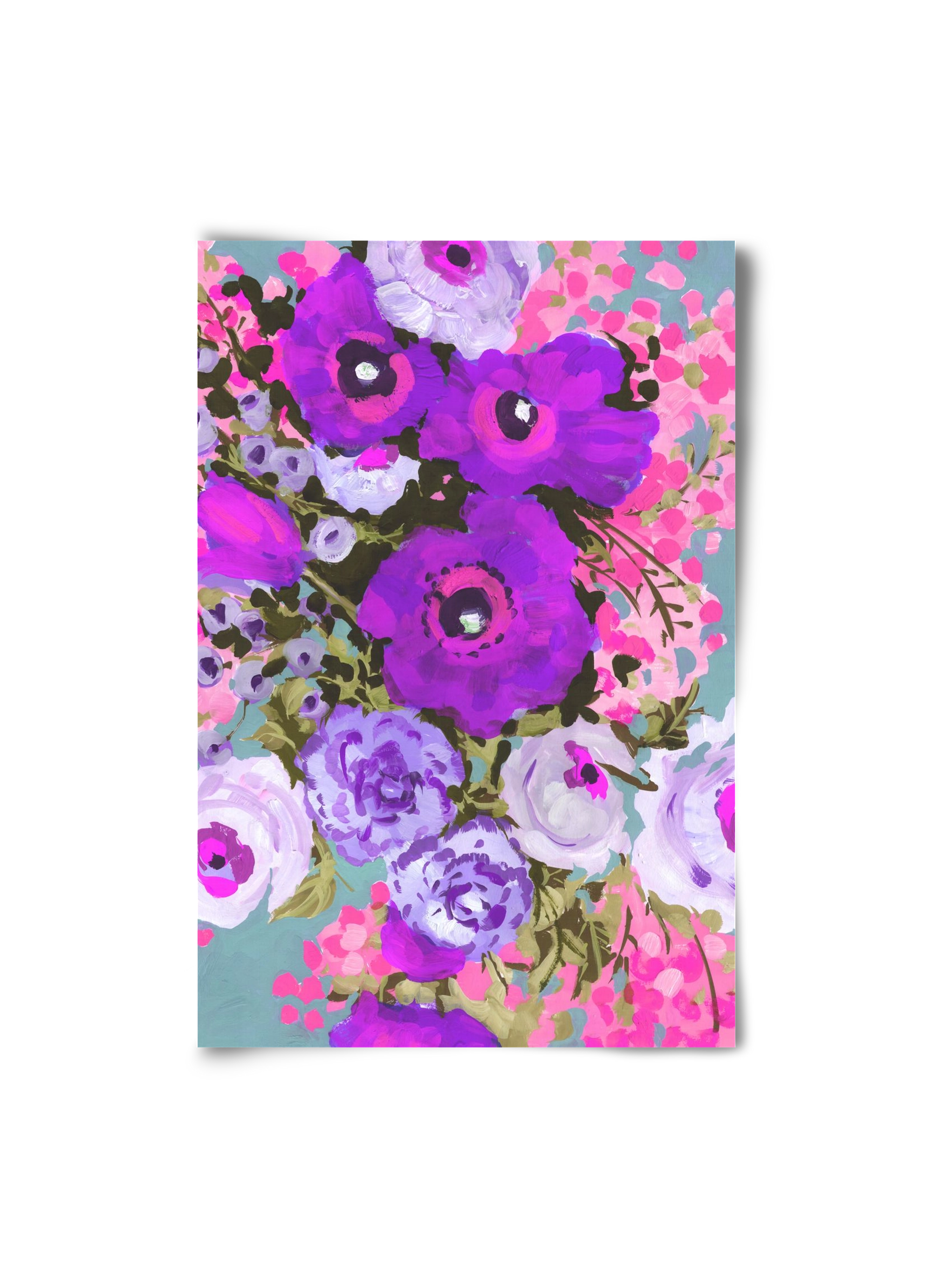 Purple And Rose Pink Bouqe, 20x30 cm, Keret nélkül