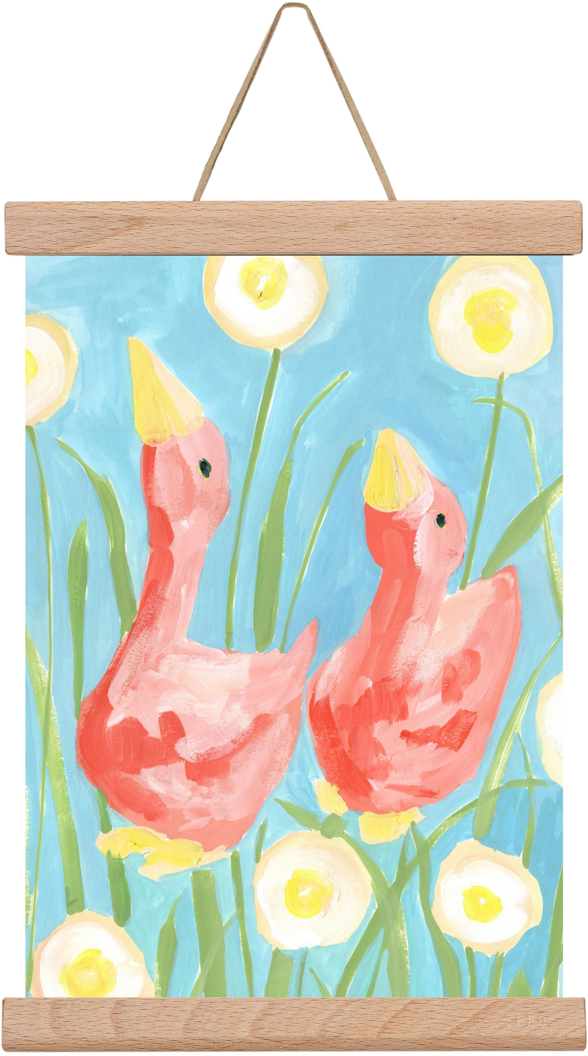Coral Geese In The Garde, 20x30 cm (20x30 cm), Tölgy akasztó