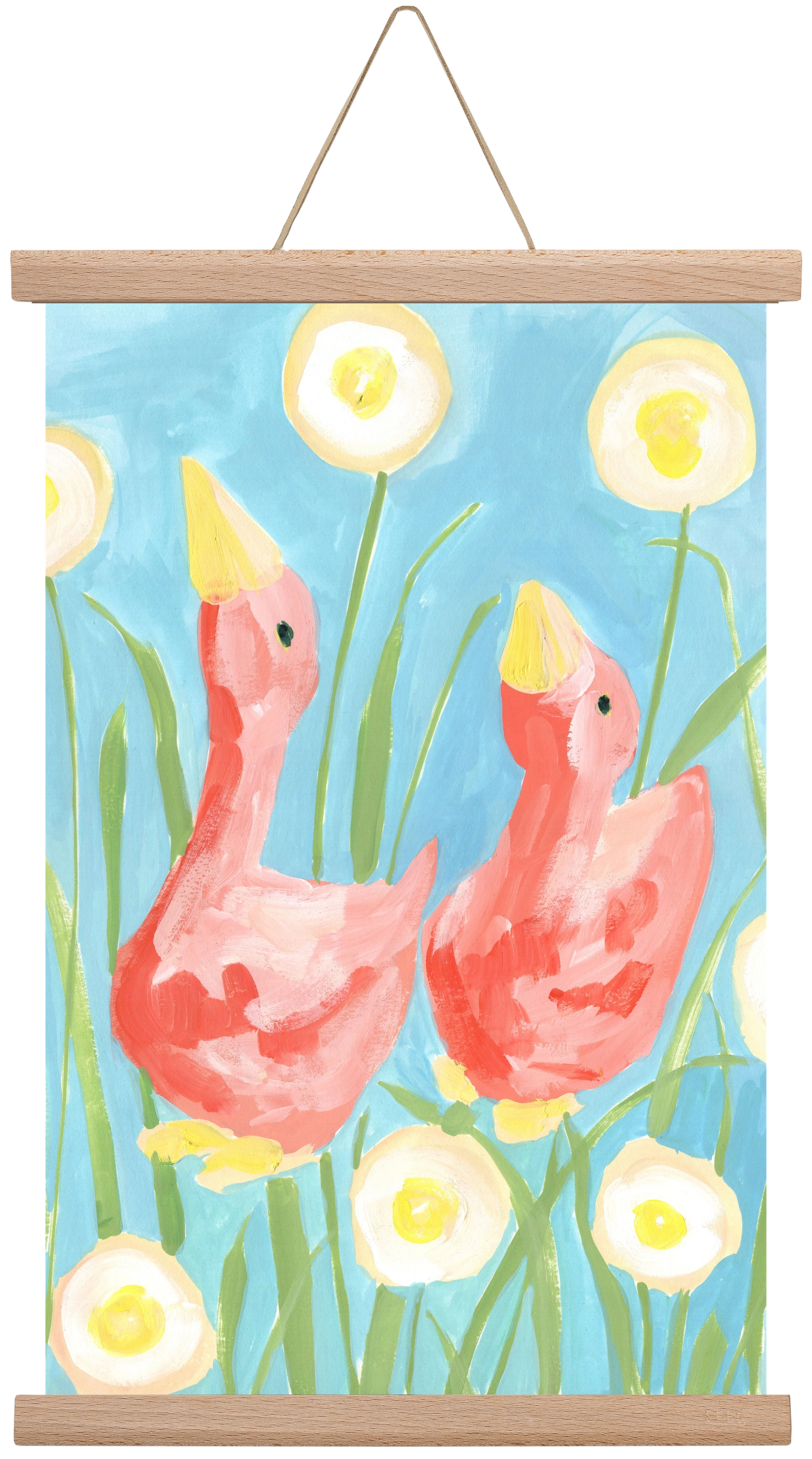 Coral Geese In The Garde, 30x45 cm (30x45 cm), Tölgy akasztó