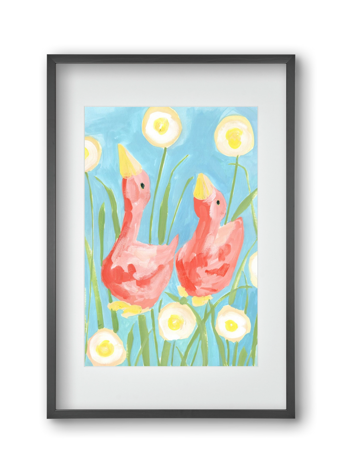 Coral Geese In The Garde, 30x45 cm (20x30 cm), Fekete keret, paszpartuval