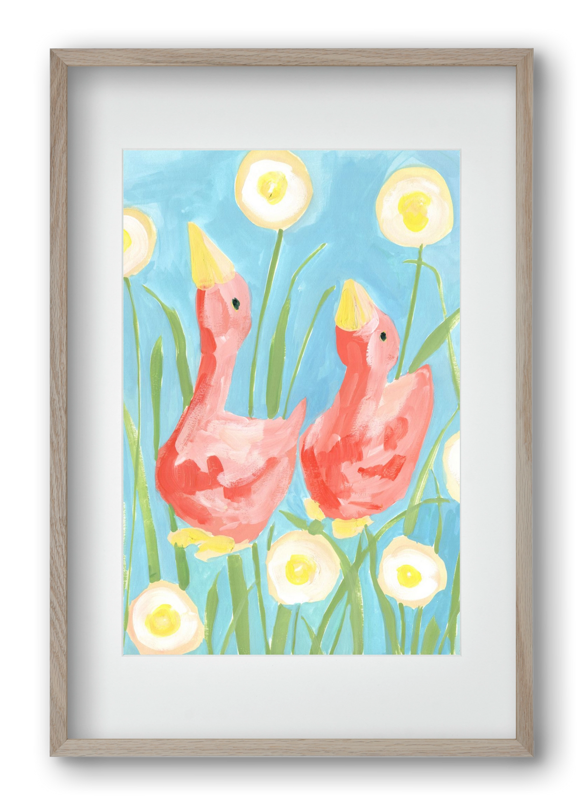 Coral Geese In The Garde, 40x60 cm (30x45 cm), Tölgy keret, paszpartuval