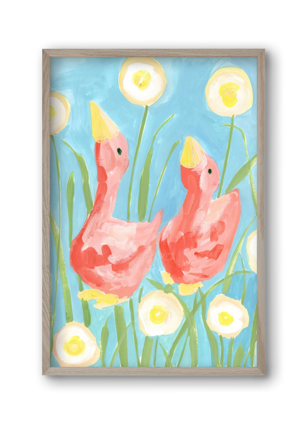 Coral Geese In The Garde, 30x45 cm (30x45 cm), Tölgy keret