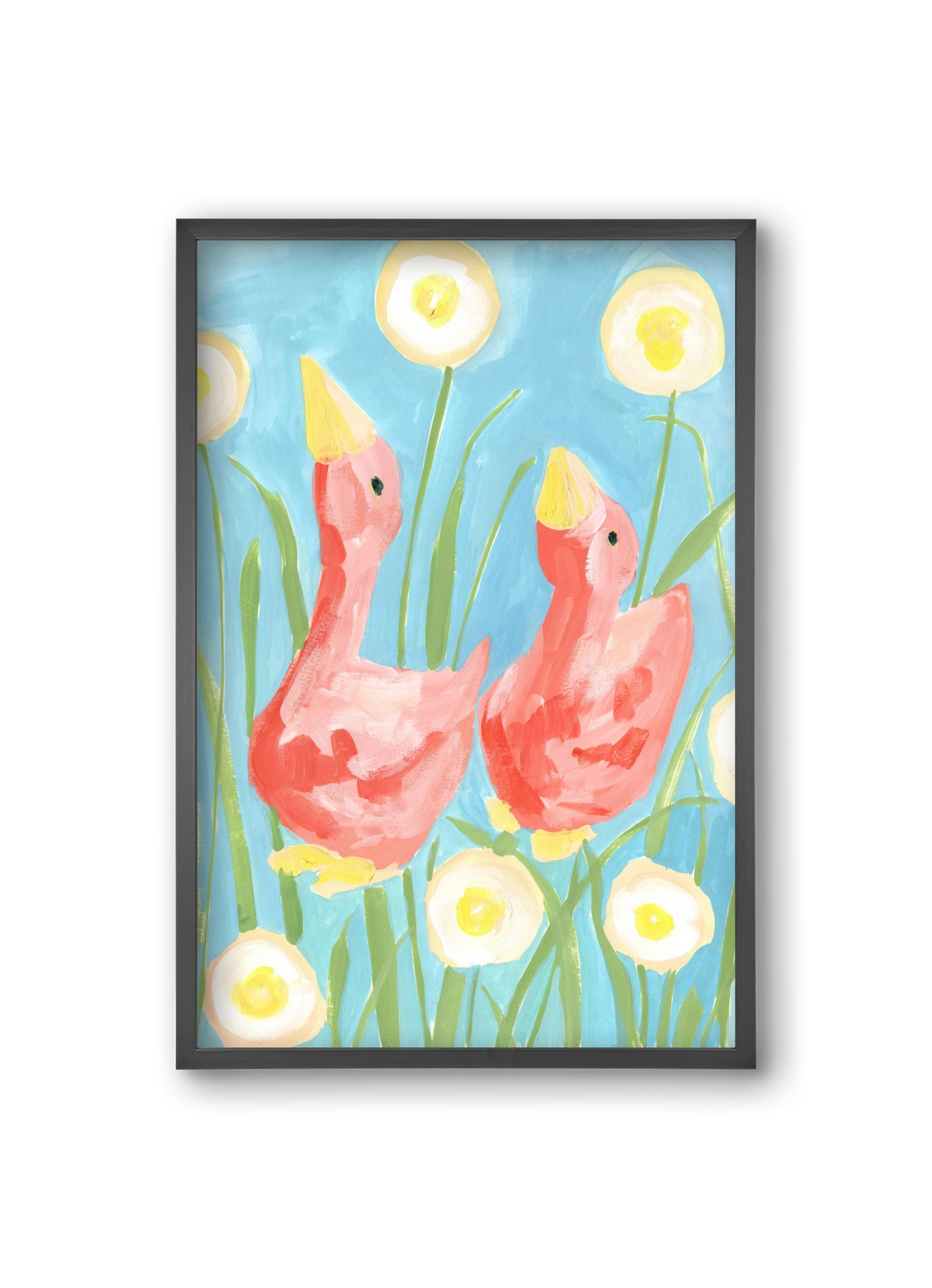 Coral Geese In The Garde, 20x30 cm (20x30 cm), Fekete keret