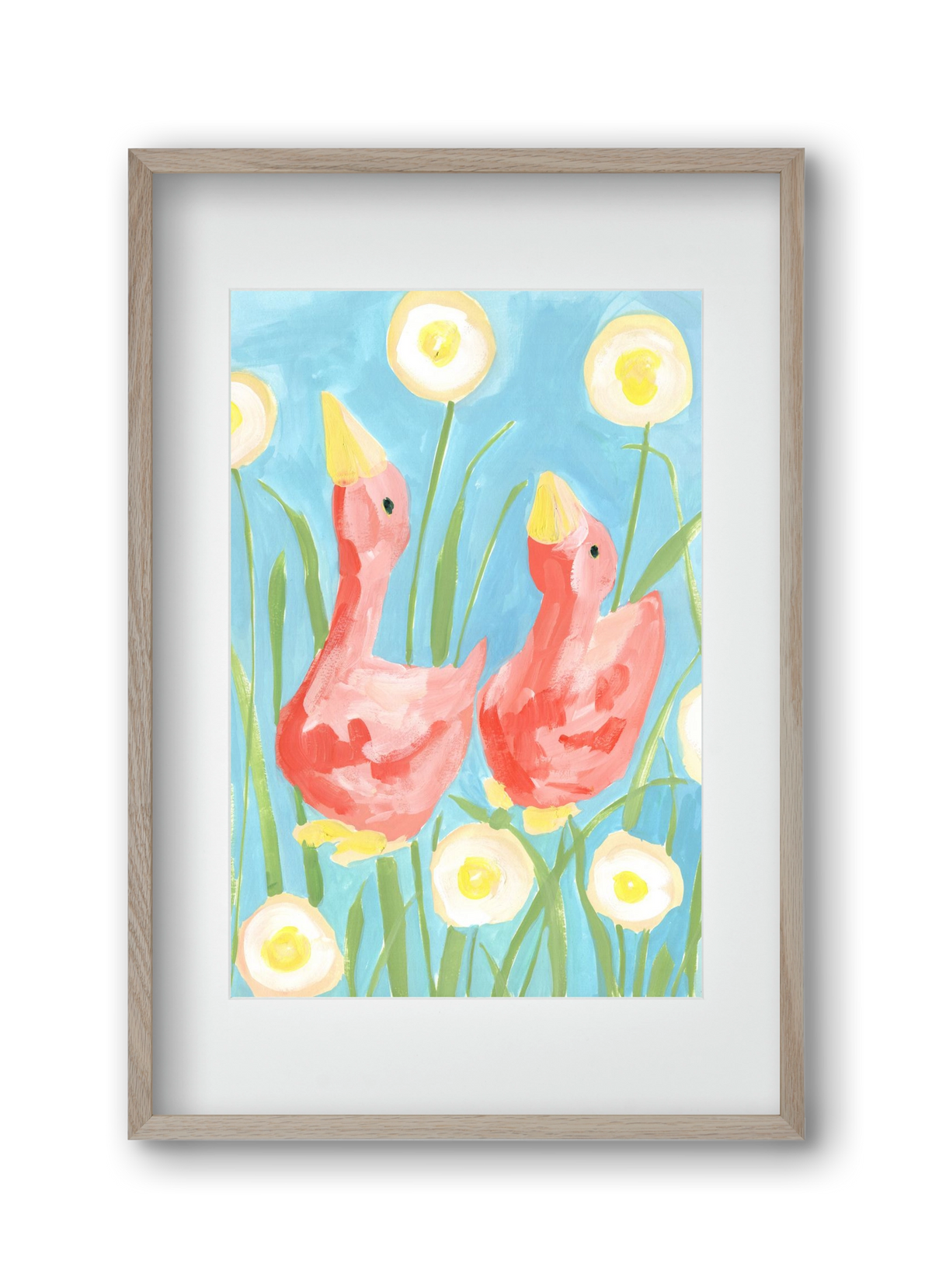 Coral Geese In The Garde, 30x45 cm (20x30 cm), Tölgy keret, paszpartuval