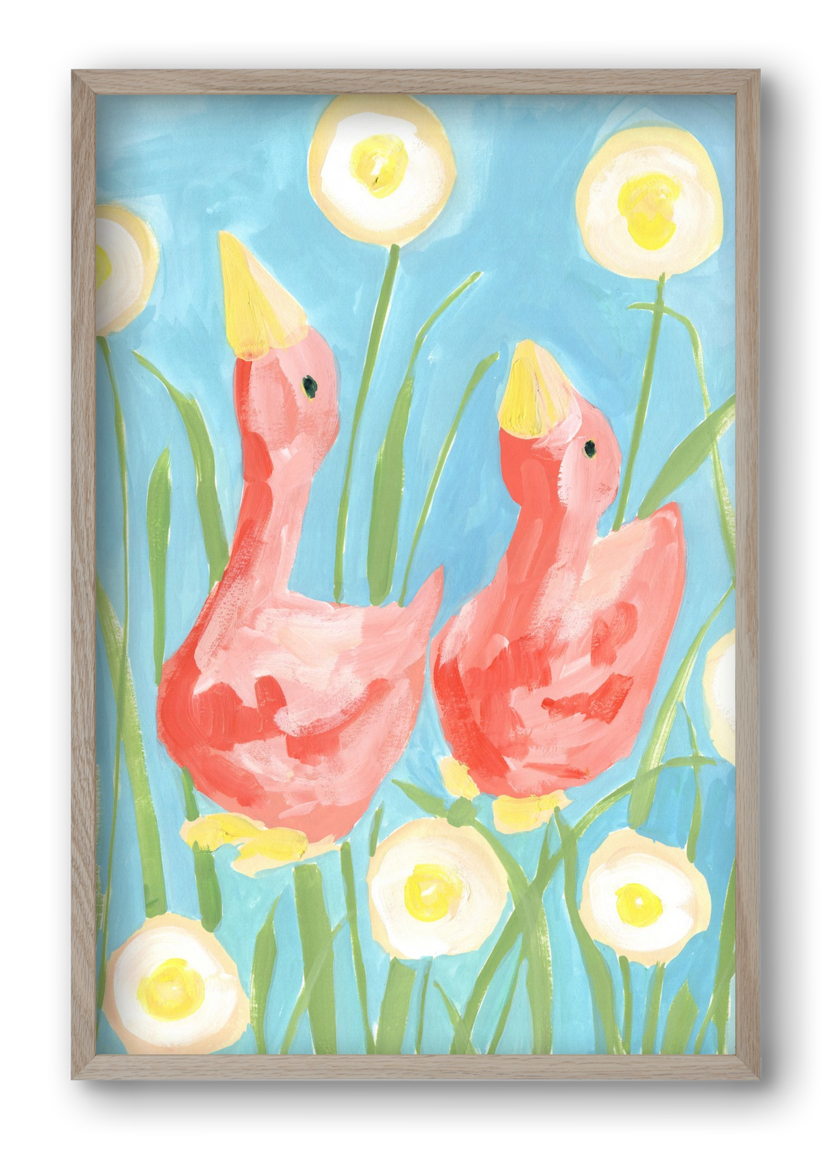 Coral Geese In The Garde, 40x60 cm (40x60 cm), Tölgy keret