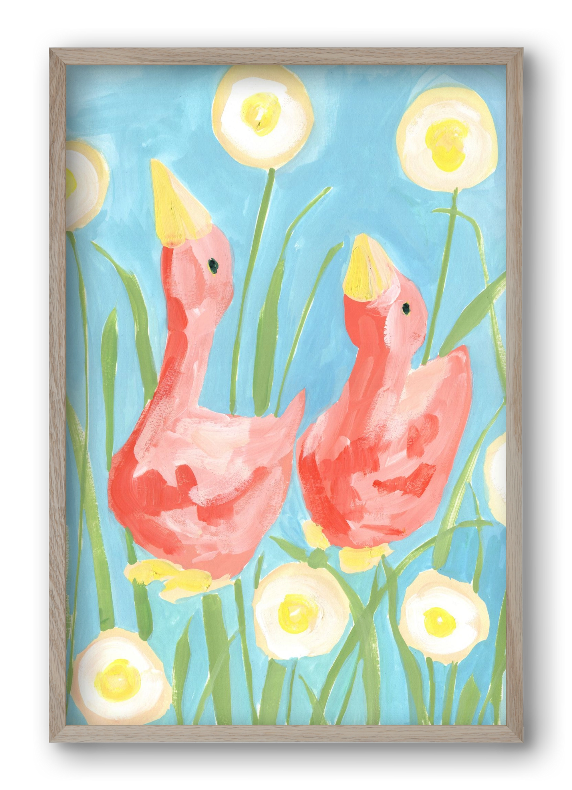 Coral Geese In The Garde, 40x60 cm (40x60 cm), Tölgy keret