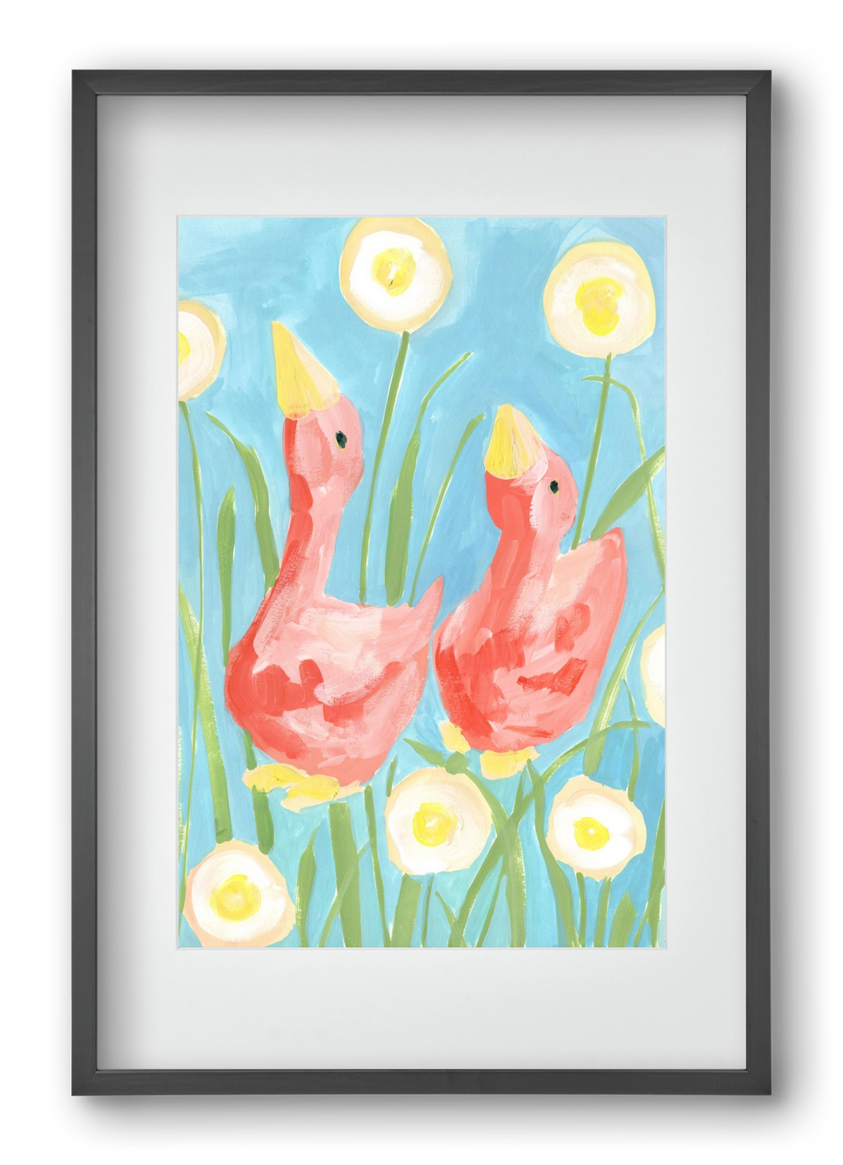 Coral Geese In The Garde, 40x60 cm (30x45 cm), Fekete keret, paszpartuval