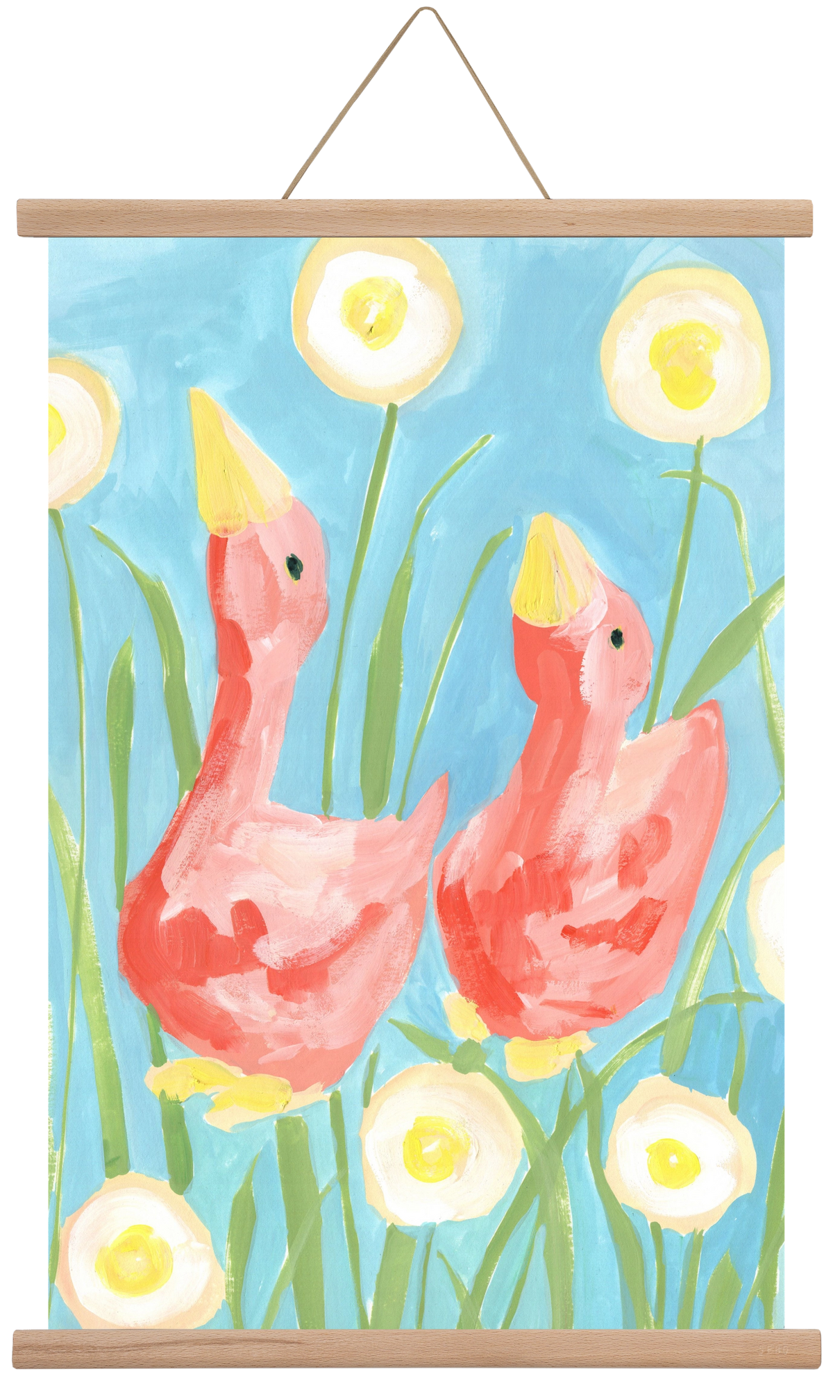 Coral Geese In The Garde, 40x60 cm (40x60 cm), Tölgy akasztó