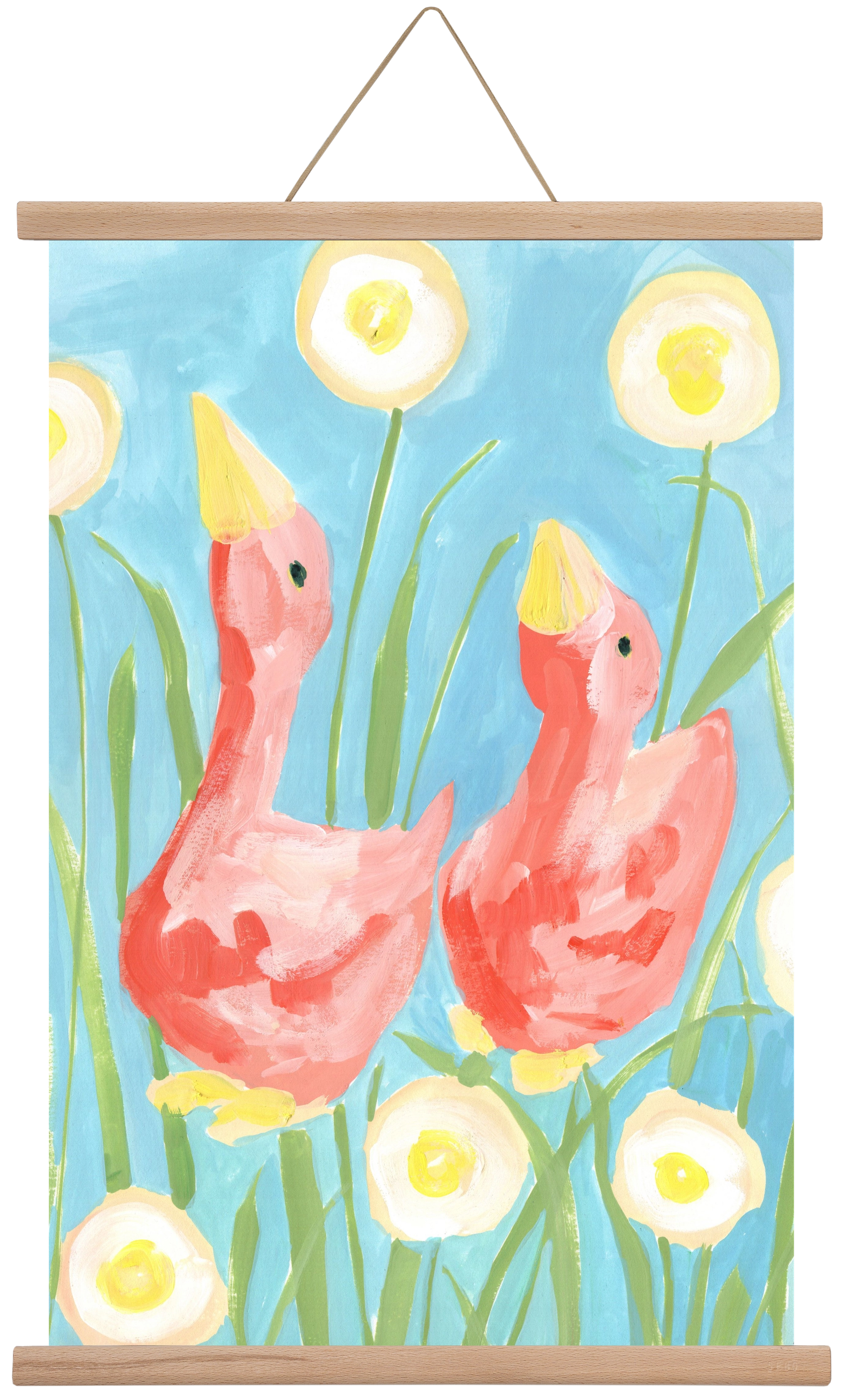 Coral Geese In The Garde, 40x60 cm (40x60 cm), Tölgy akasztó
