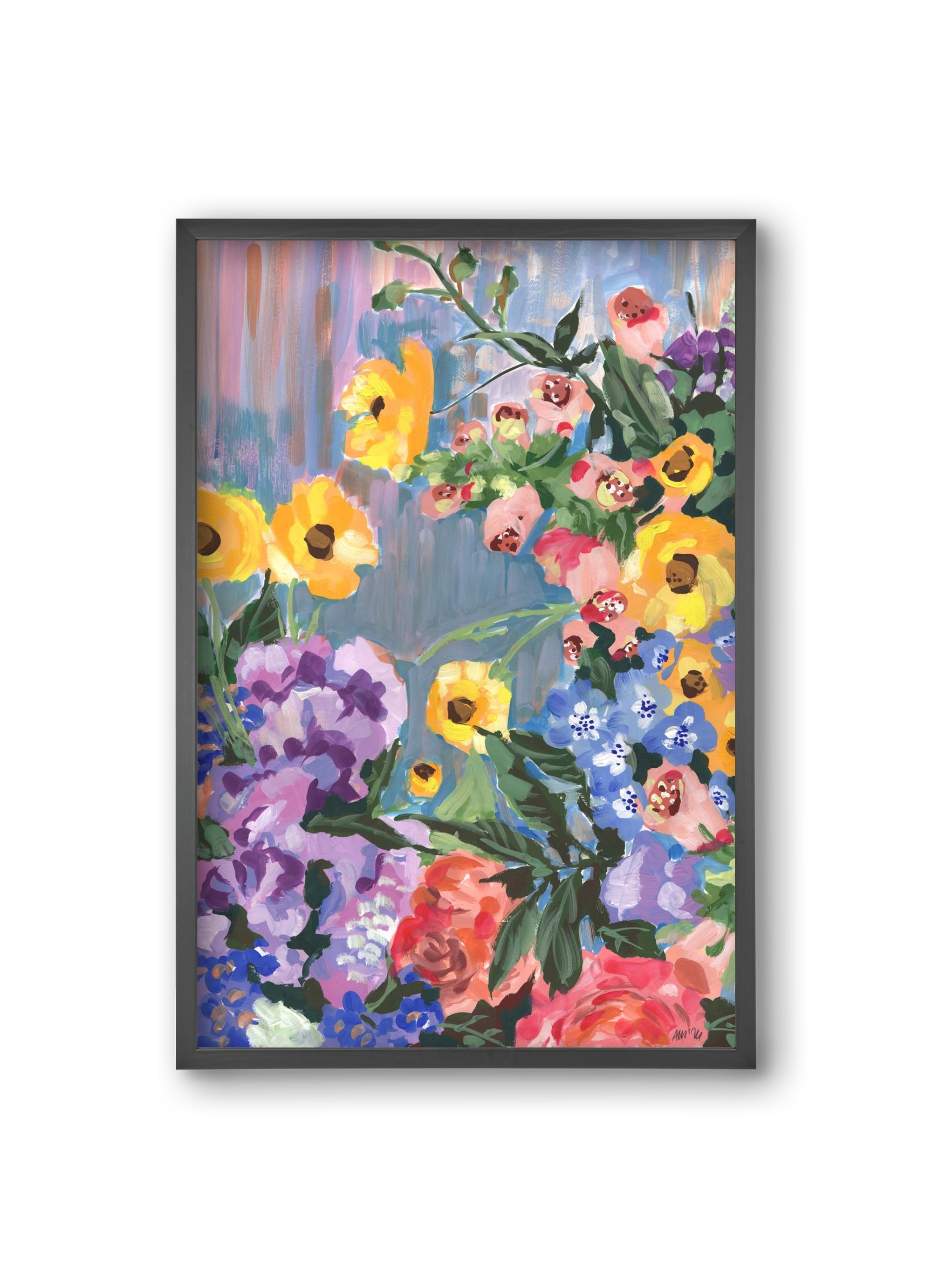 Retro Floral Bouqet, 20x30 cm (20x30 cm), Fekete keret