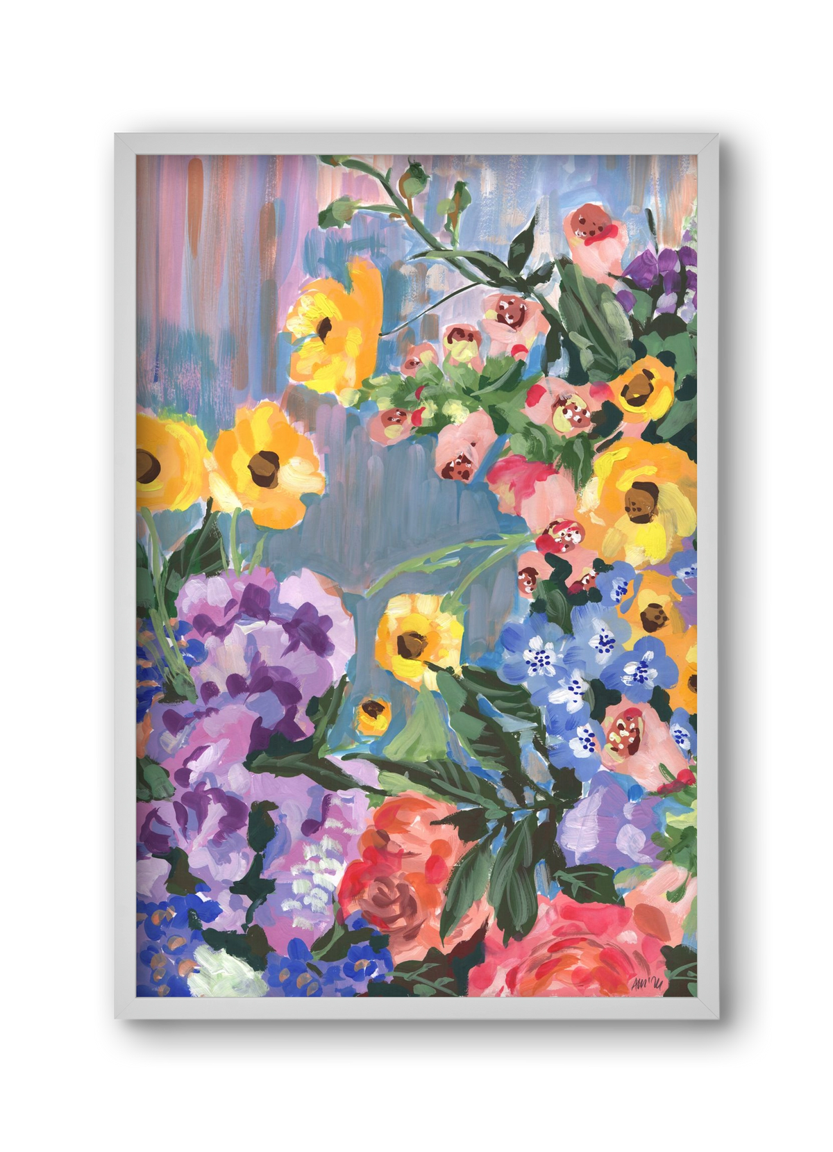Retro Floral Bouqet, 30x45 cm (30x45 cm), Fehér keret