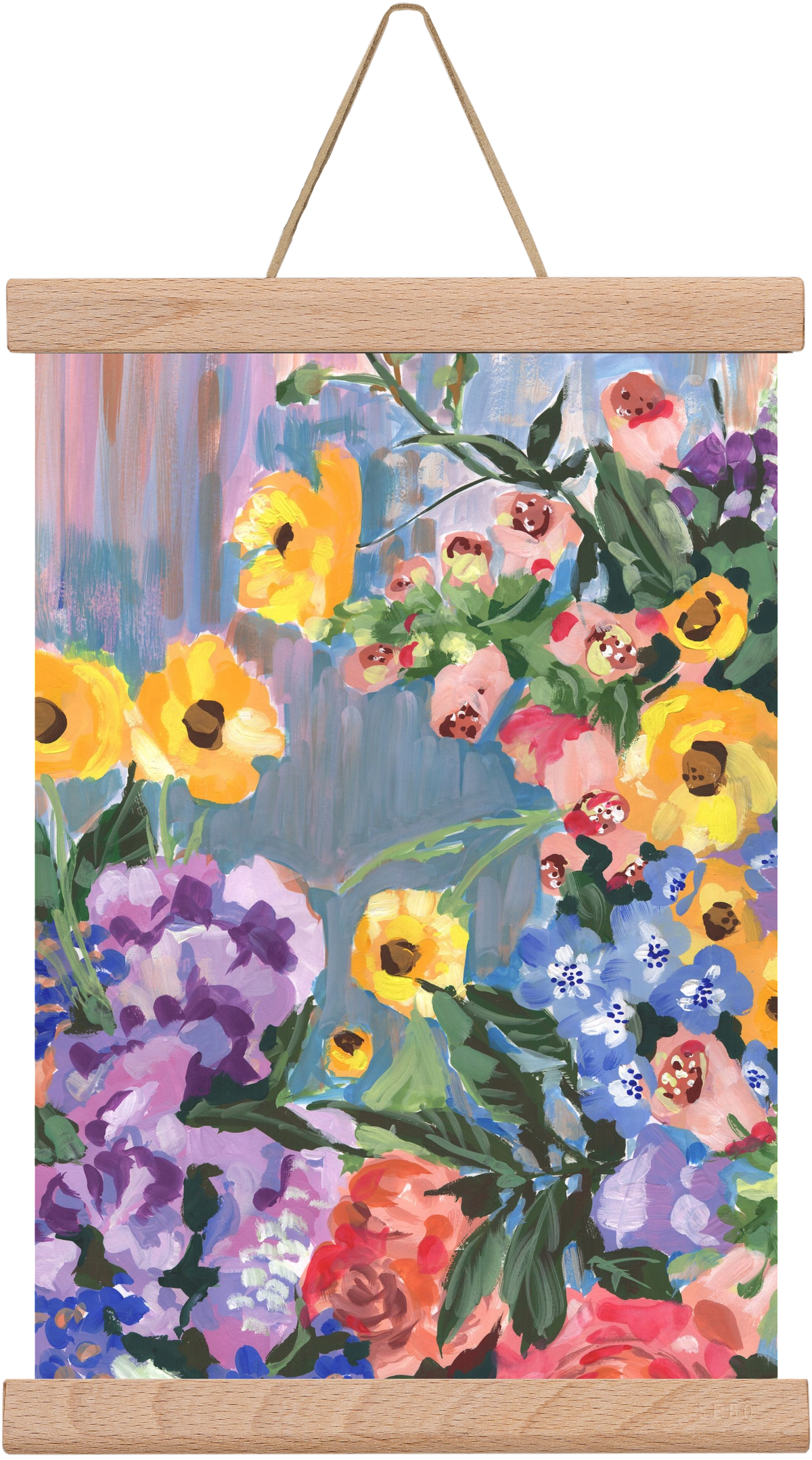 Retro Floral Bouqet, 20x30 cm (20x30 cm), Tölgy akasztó