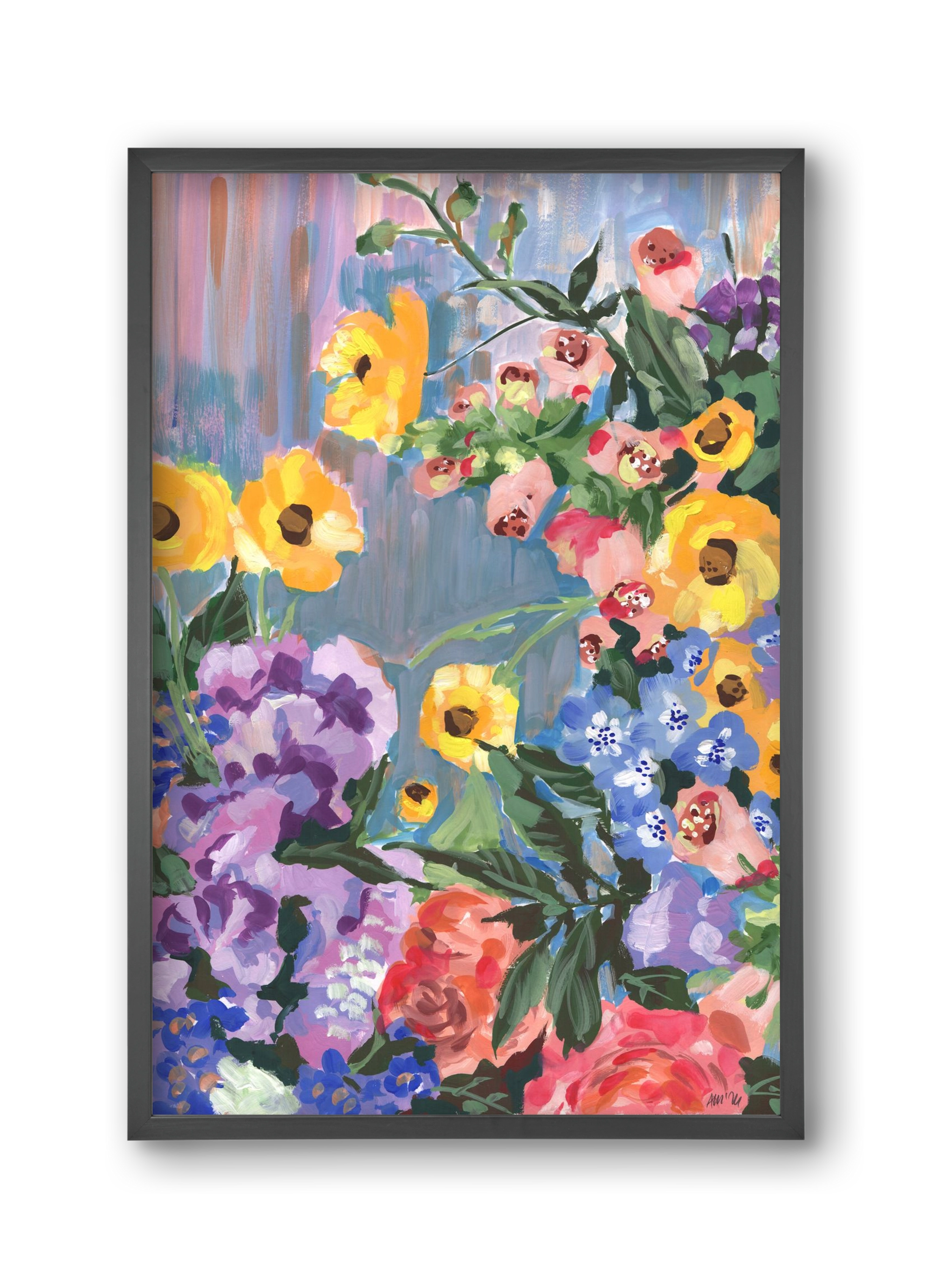 Retro Floral Bouqet, 30x45 cm (30x45 cm), Fekete keret