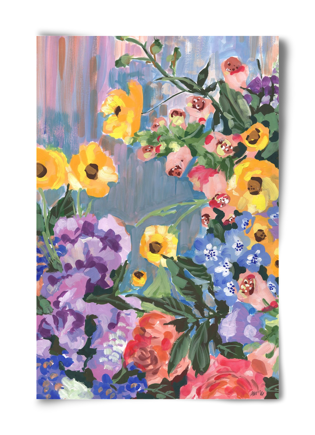 Retro Floral Bouqet, 40x60 cm, Keret nélkül