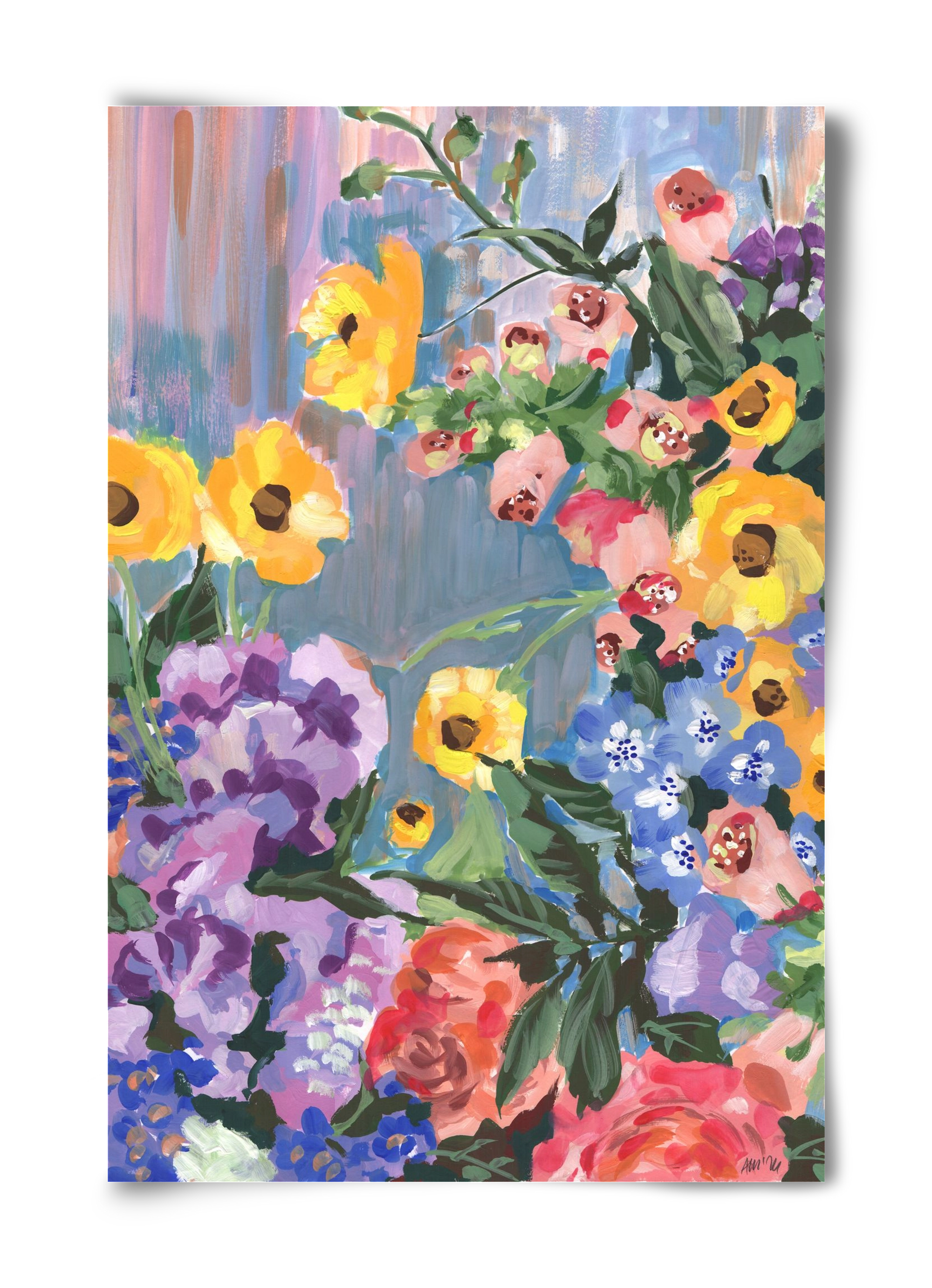 Retro Floral Bouqet, 40x60 cm, Keret nélkül