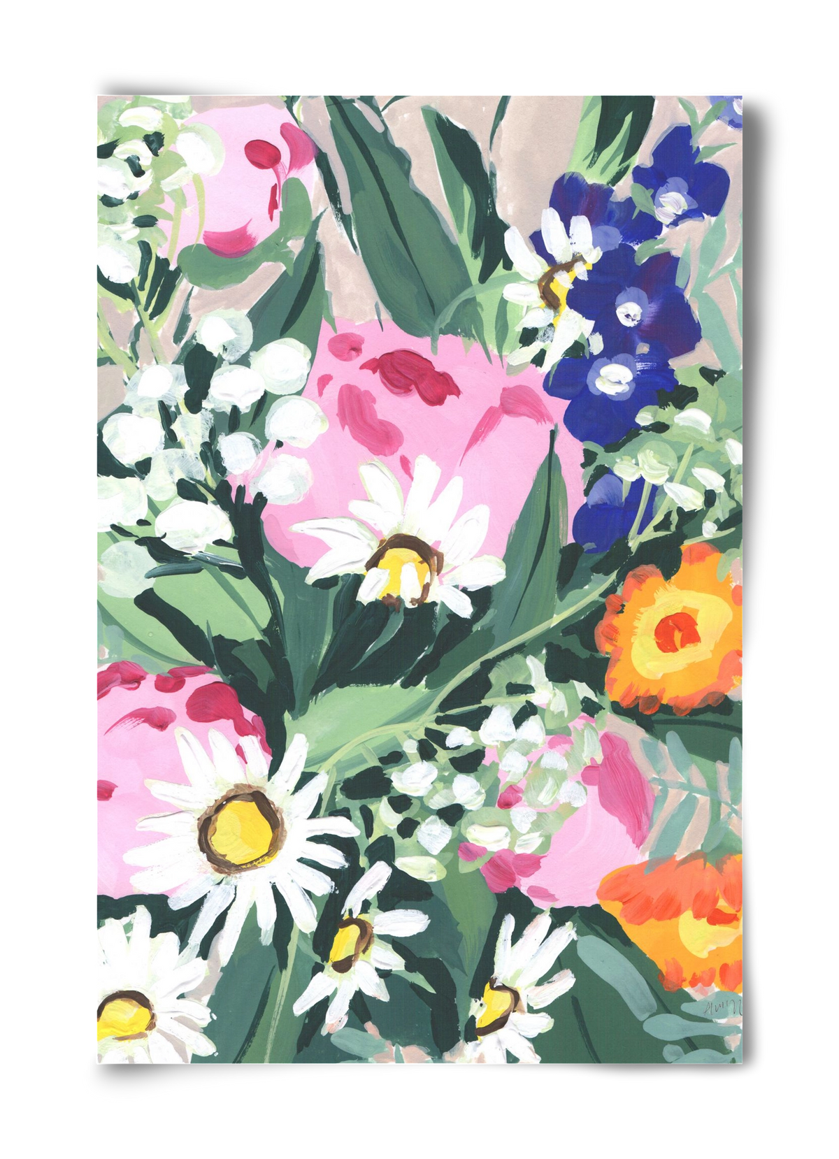 Daisies On Green Grass, 40x60 cm, Keret nélkül