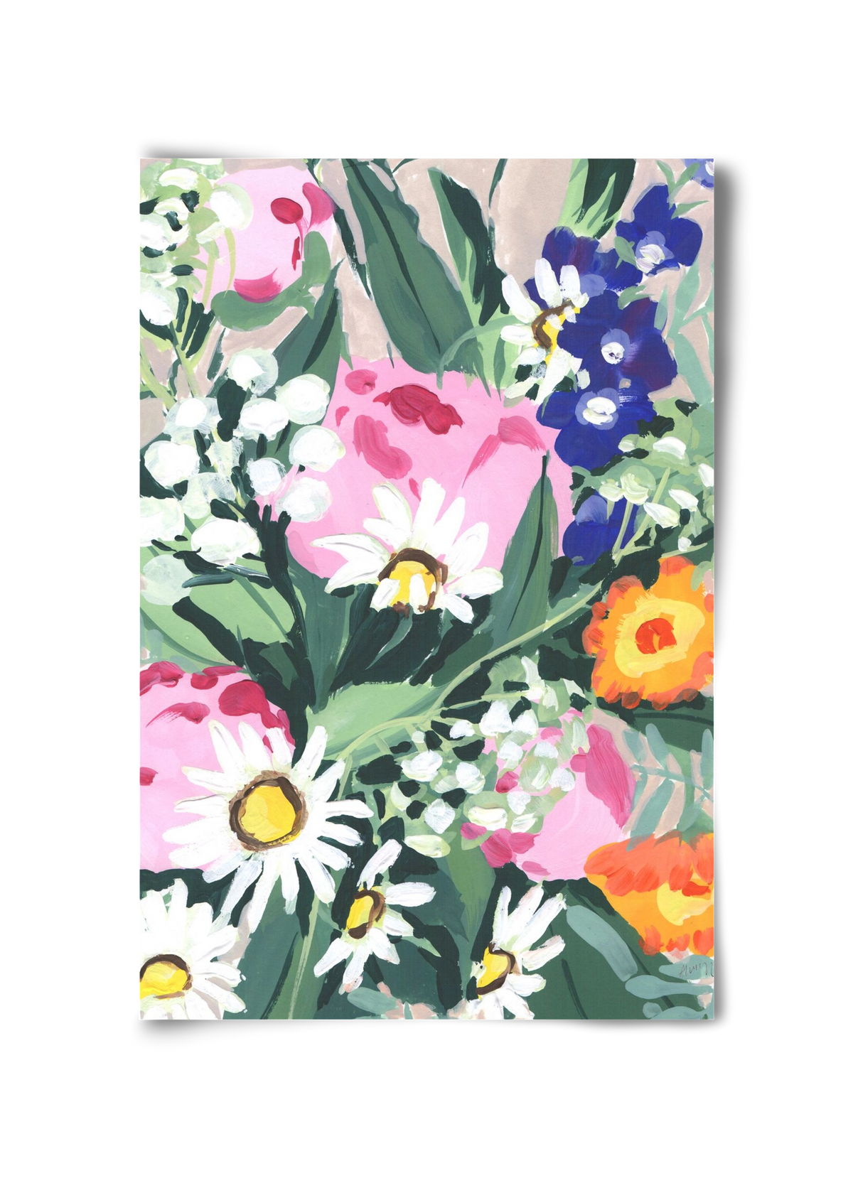 Daisies On Green Grass, 30x45 cm, Keret nélkül