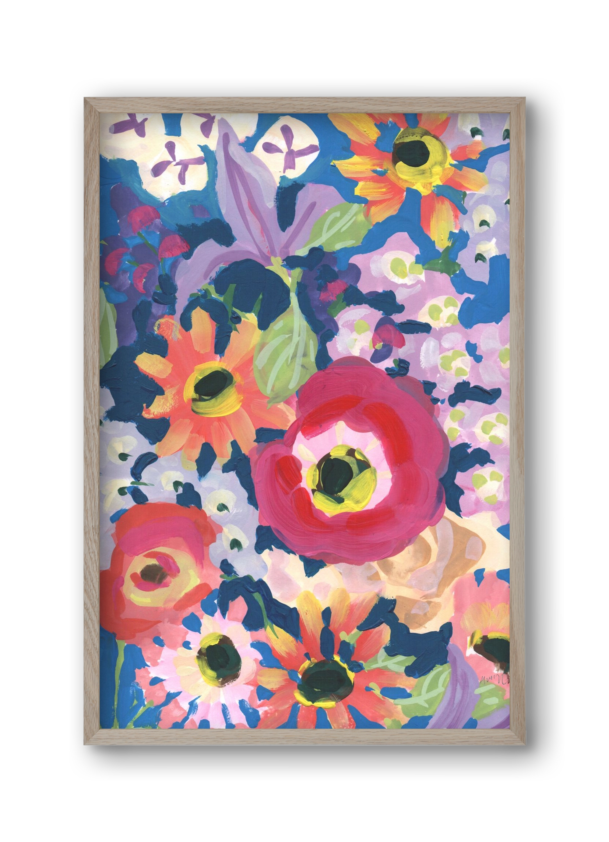 Viva Magenta Poppy, 30x45 cm (30x45 cm), Tölgy keret