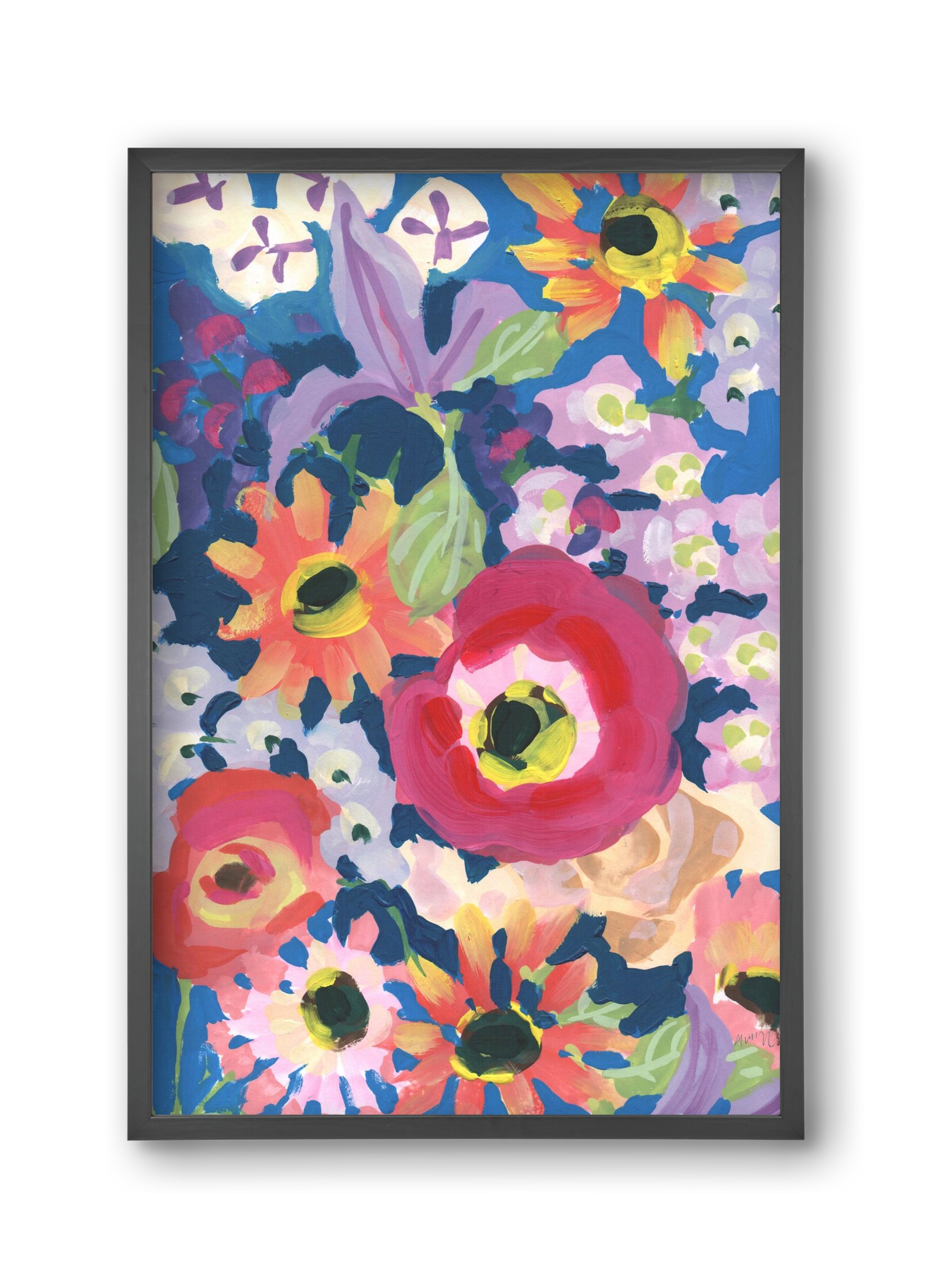 Viva Magenta Poppy, 30x45 cm (30x45 cm), Fekete keret