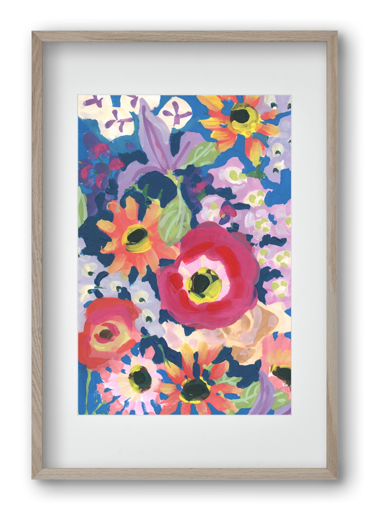 Viva Magenta Poppy, 40x60 cm (30x45 cm), Tölgy keret, paszpartuval