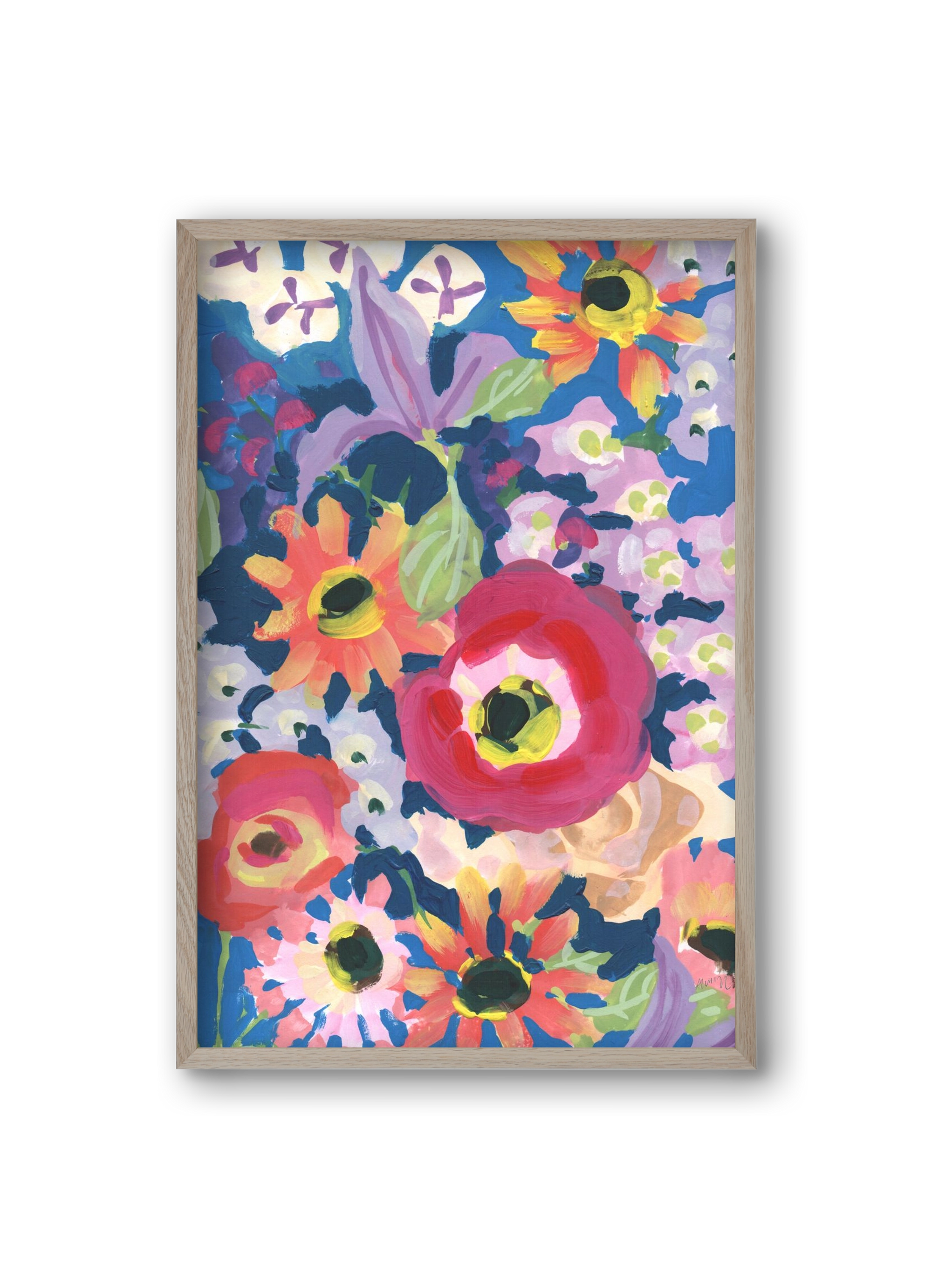 Viva Magenta Poppy, 20x30 cm (20x30 cm), Tölgy keret