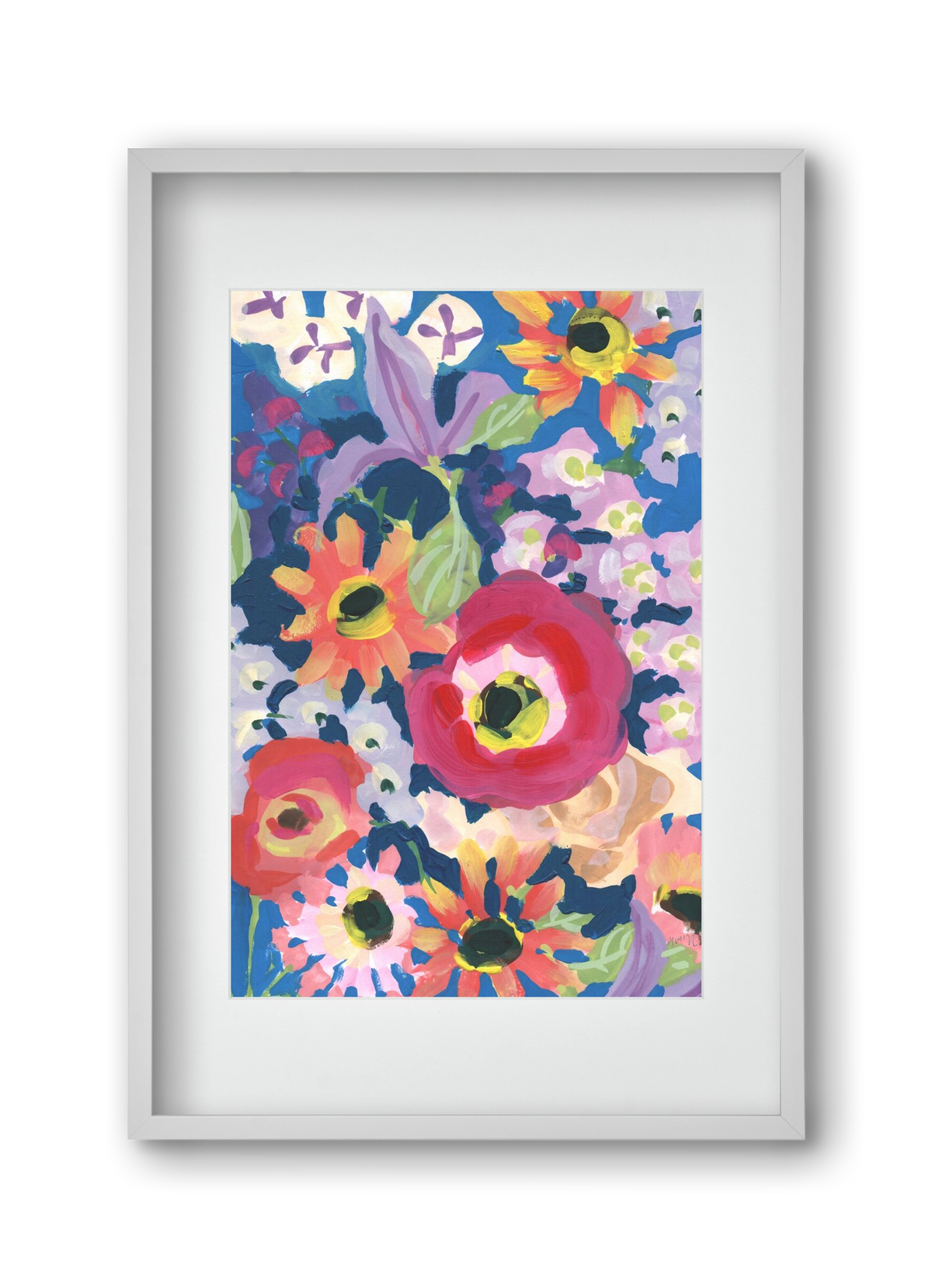 Viva Magenta Poppy, 30x45 cm (20x30 cm), Fehér keret, paszpartuval