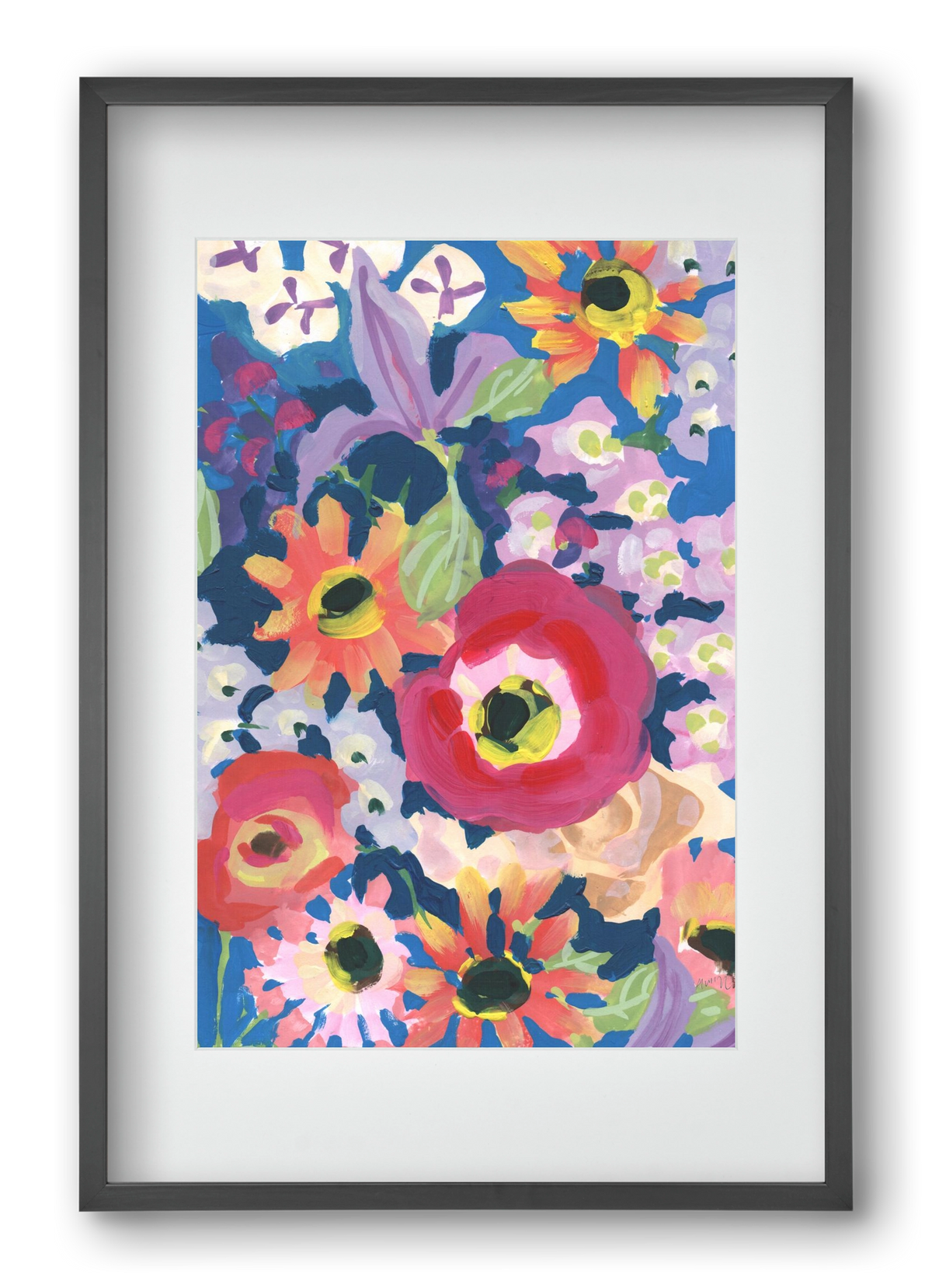 Viva Magenta Poppy, 40x60 cm (30x45 cm), Fekete keret, paszpartuval