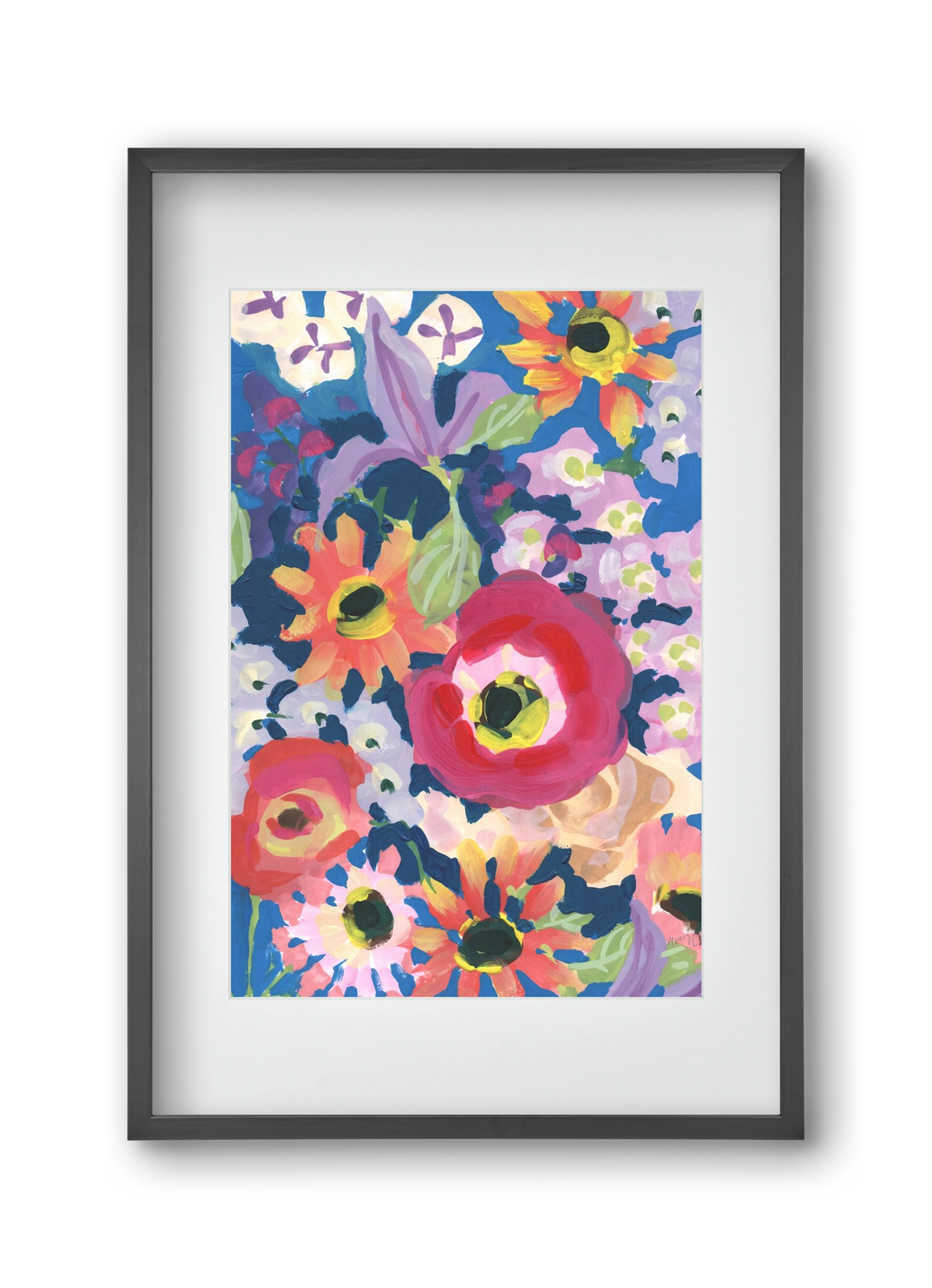 Viva Magenta Poppy, 30x45 cm (20x30 cm), Fekete keret, paszpartuval