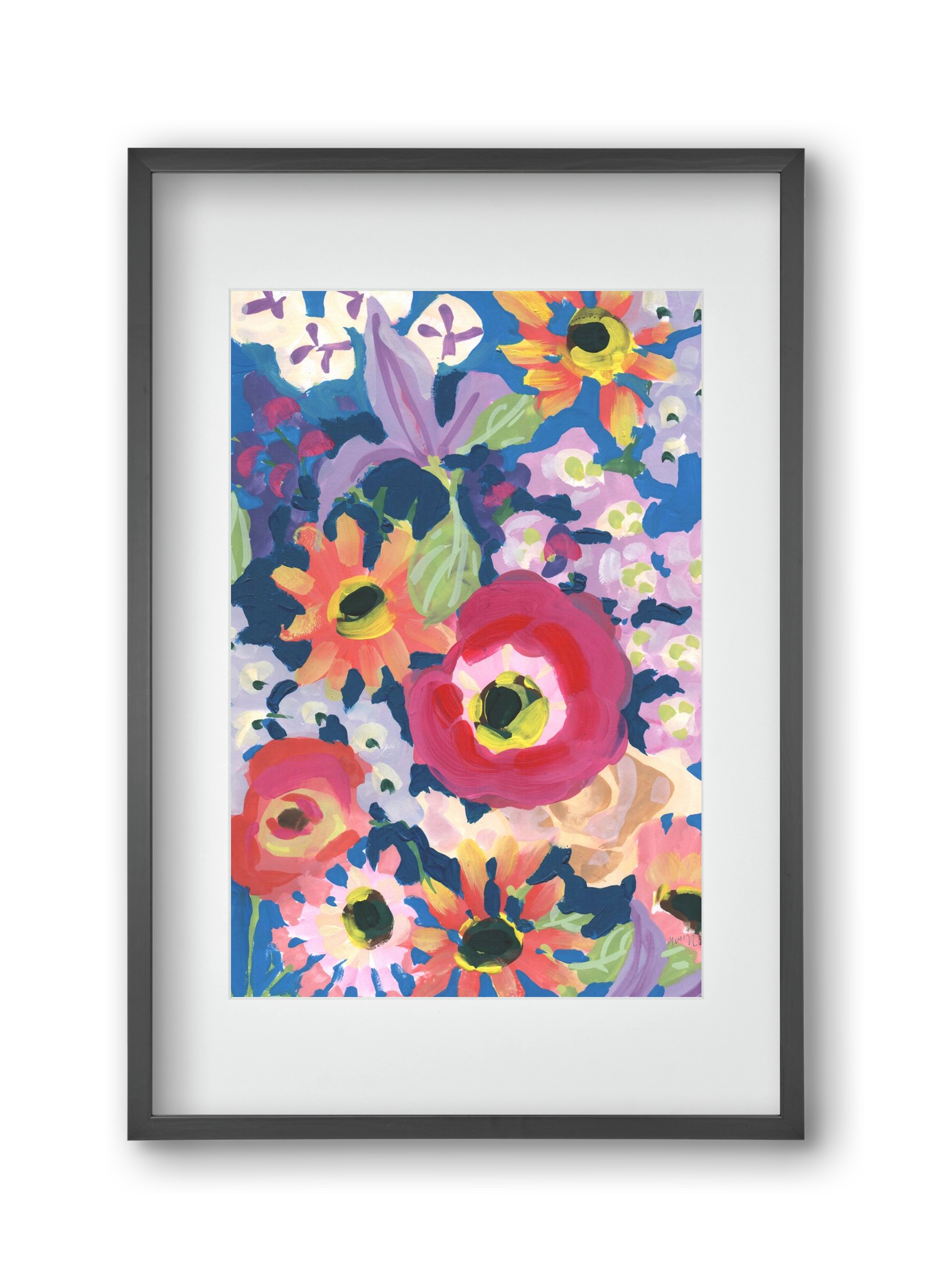 Viva Magenta Poppy, 30x45 cm (20x30 cm), Fekete keret, paszpartuval