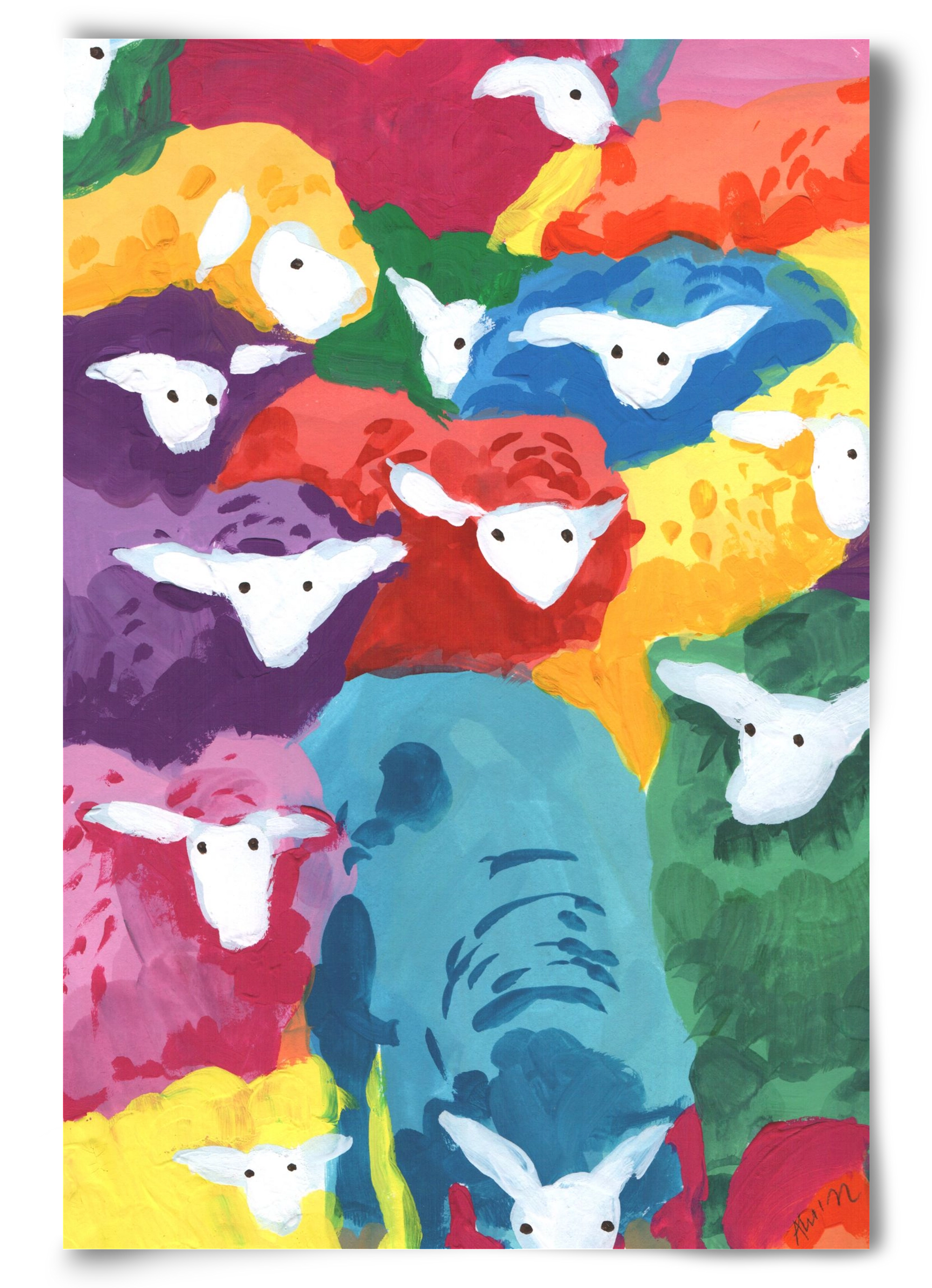 Colorful Sheep Cocktail, 60x90 cm, Keret nélkül